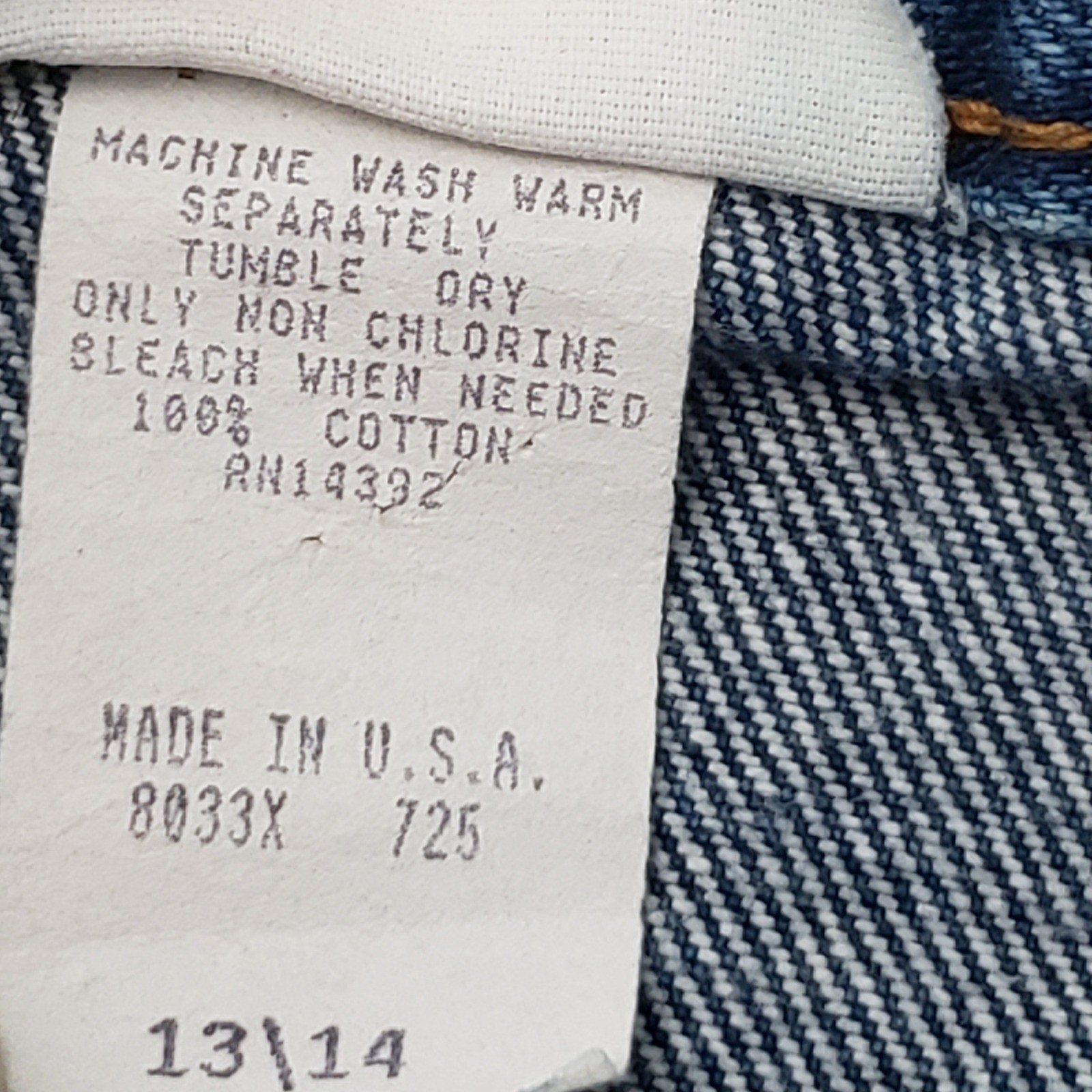 Courage My Love 13/14 Denim Skirt Blue Button Front High Rise Midi Vintage 90s