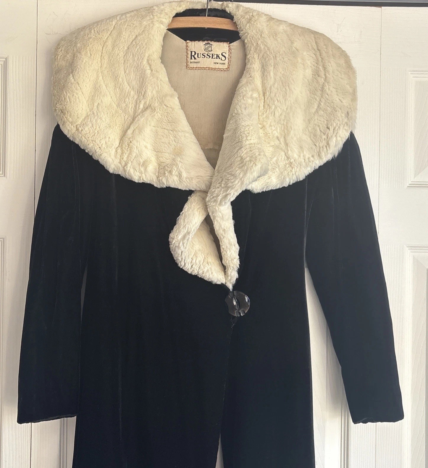 Russeks Antique Velvet Coat/ermine Collar. 1920-1930’s Opera Coat. FREE SHIP
