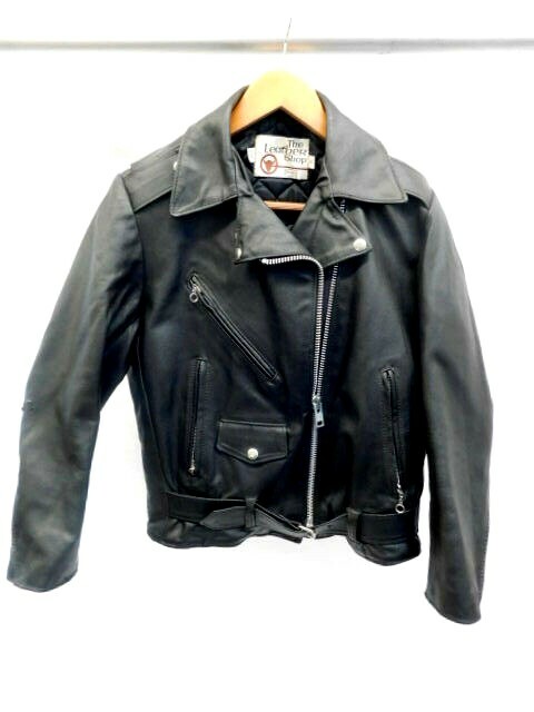 VINTAGE BLACK LEATHER MOTORCYCLE JACKET SEARS SIZE 10 SMALL BIKER COAT USA