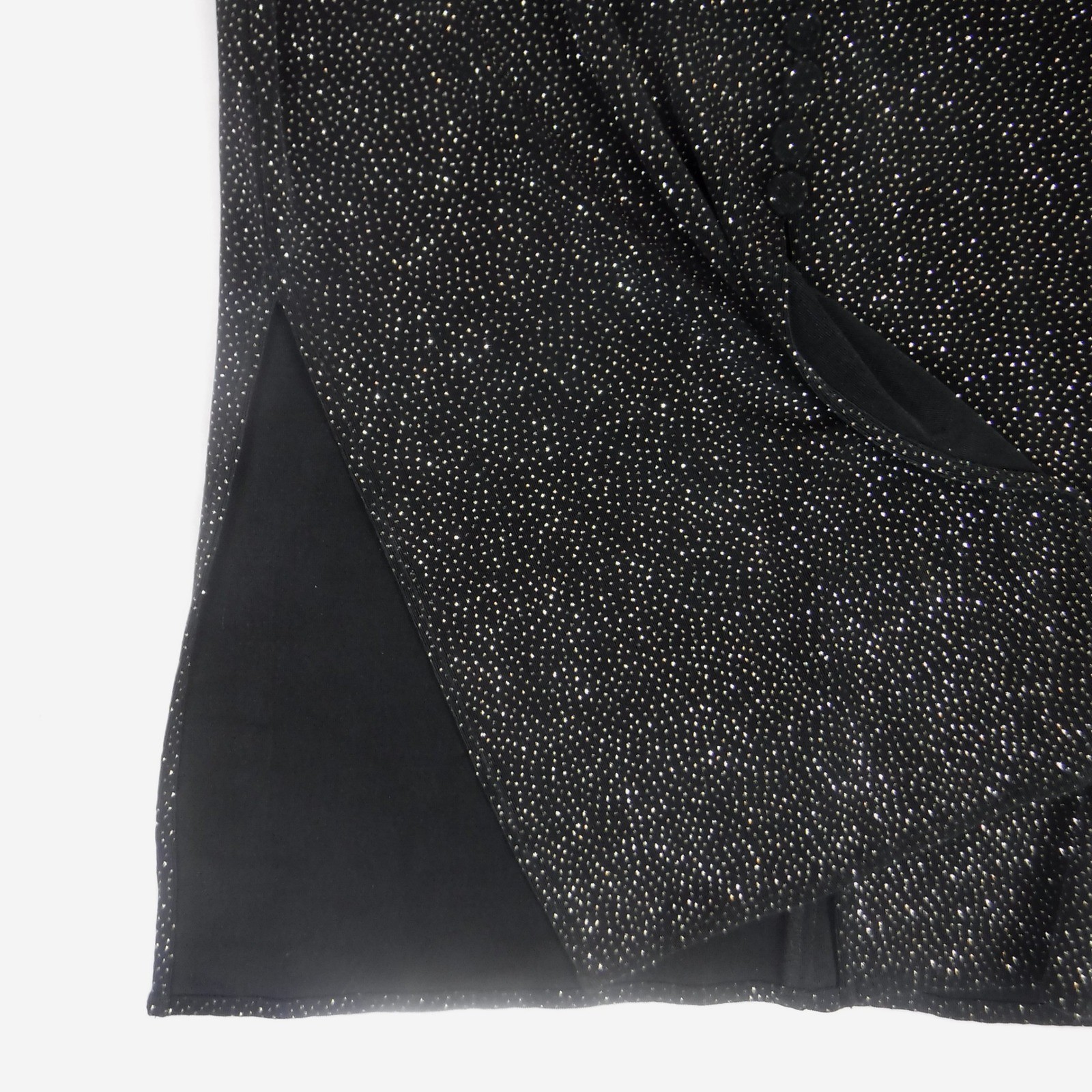 JBS LTD Vintage Black Silver Metallic Knit Tunic Top Short Sleeve Crew Neck 12