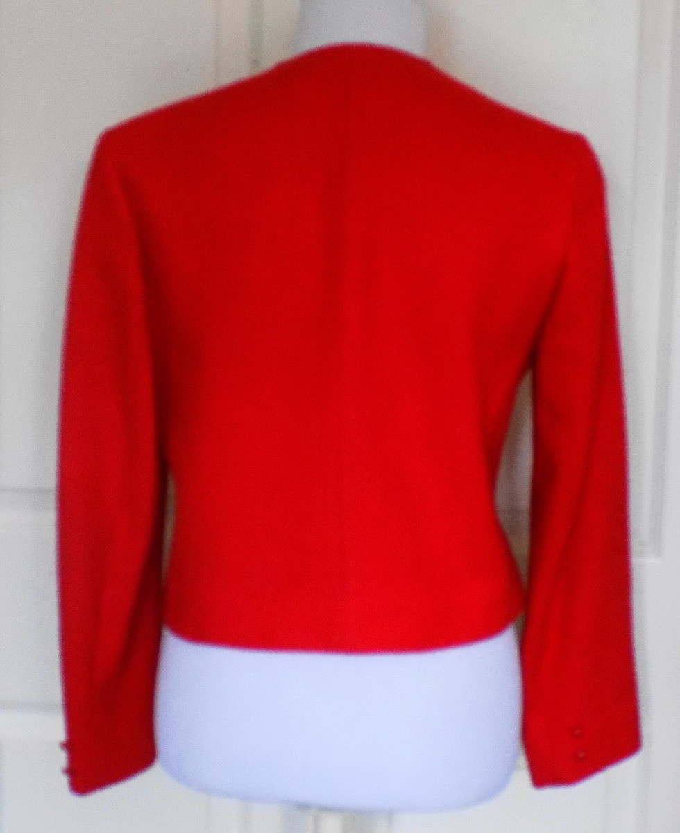 Vintage Lipstick Red Pendleton Wool Short Jacket B38 Virgin Wool Size 10