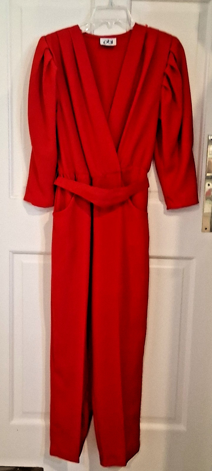PBJ Vintage Jumpsuit Women’s Red Elegant Long Sleeves w Belt – PLEASE READ
