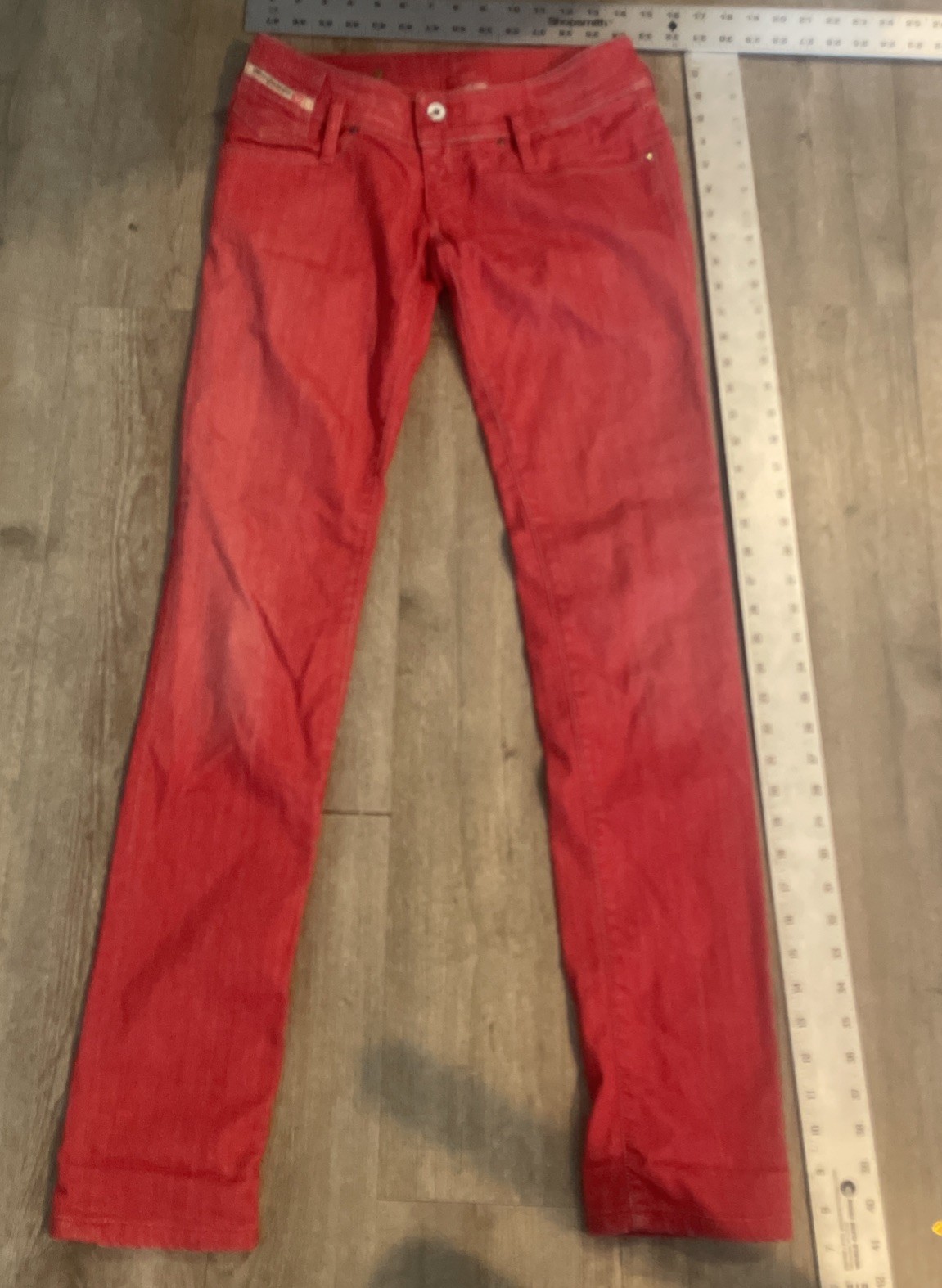 Vintage Diesel Red Faded Skinny Jeans Made In Italy Size 27