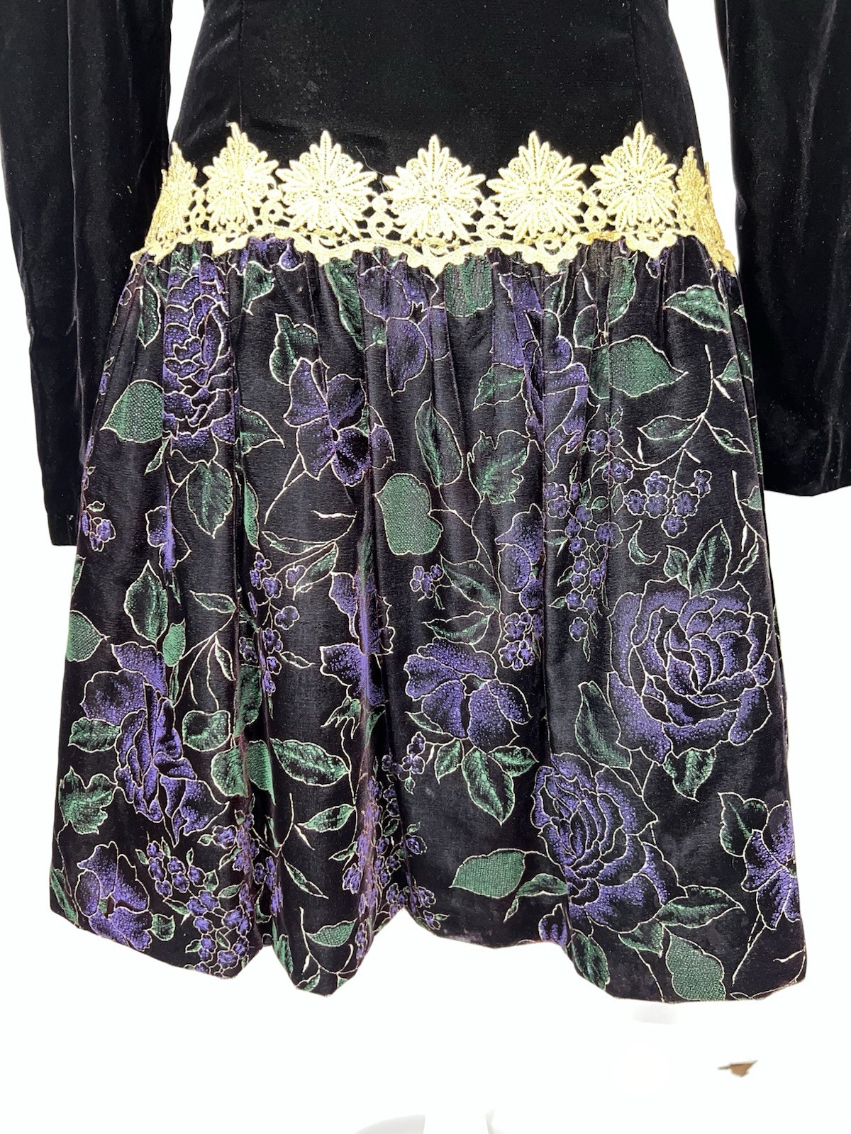 Scott McClintock 8P Prom Cocktail Dress Painted Velvet Whimsigoth Victorian Vamp