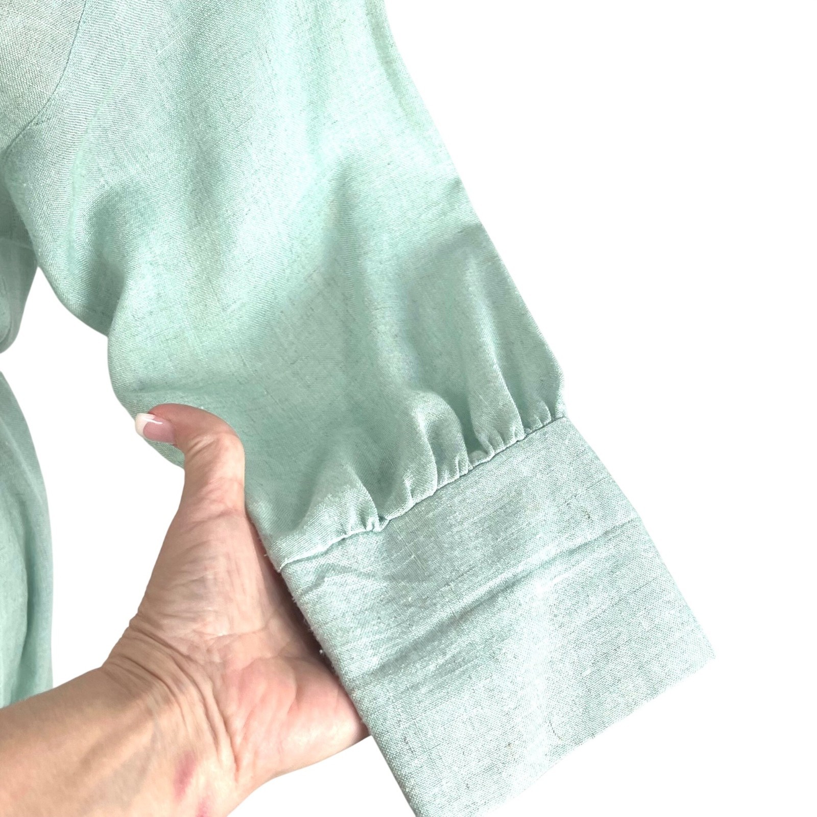 Vtg Brenner Petites Cottagecore Mint Green Pleated Lace Bodice Dress M Granny