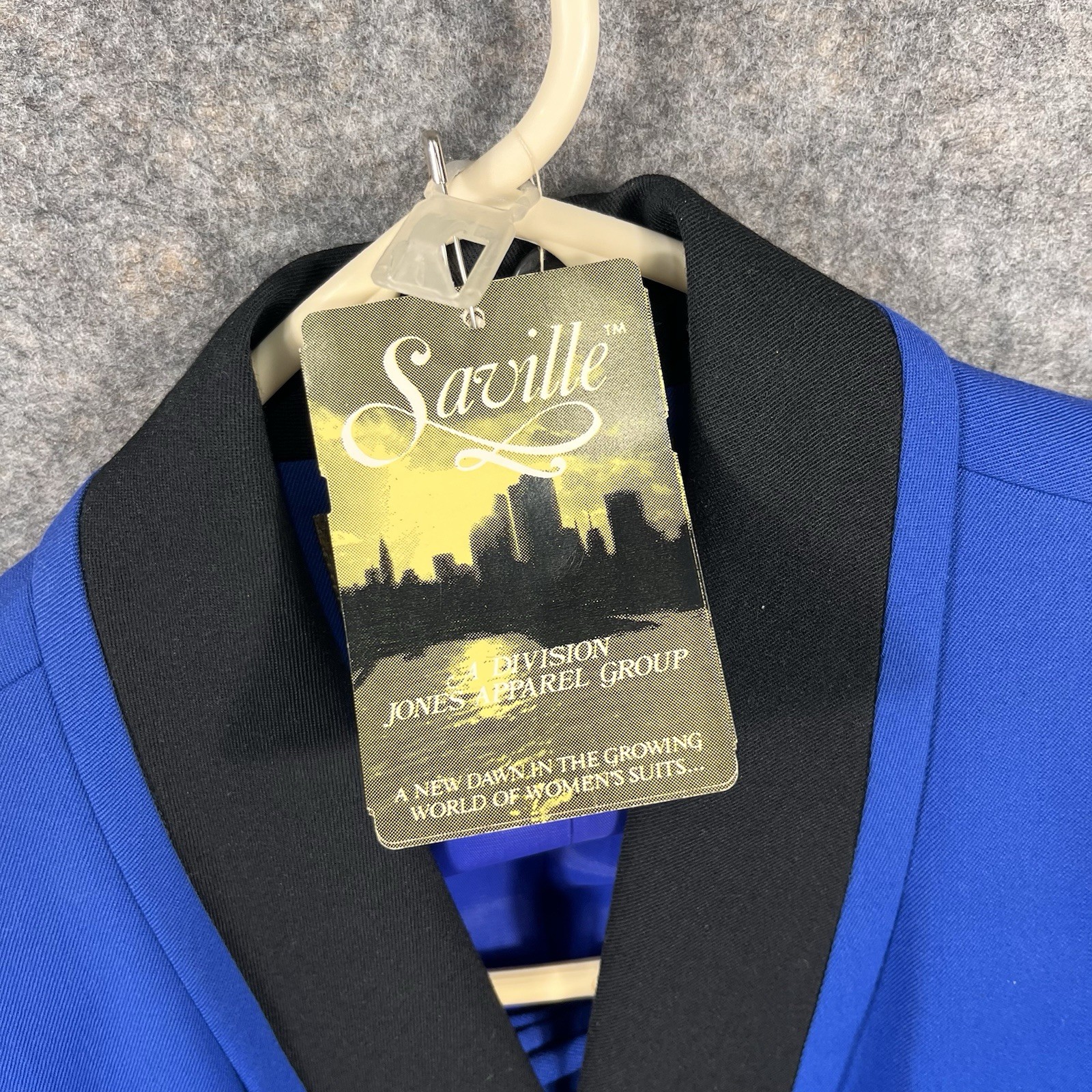 NWT Vintage Saville Suit Womens Skirt Set Blue Wool Blend 12 Double Breasted