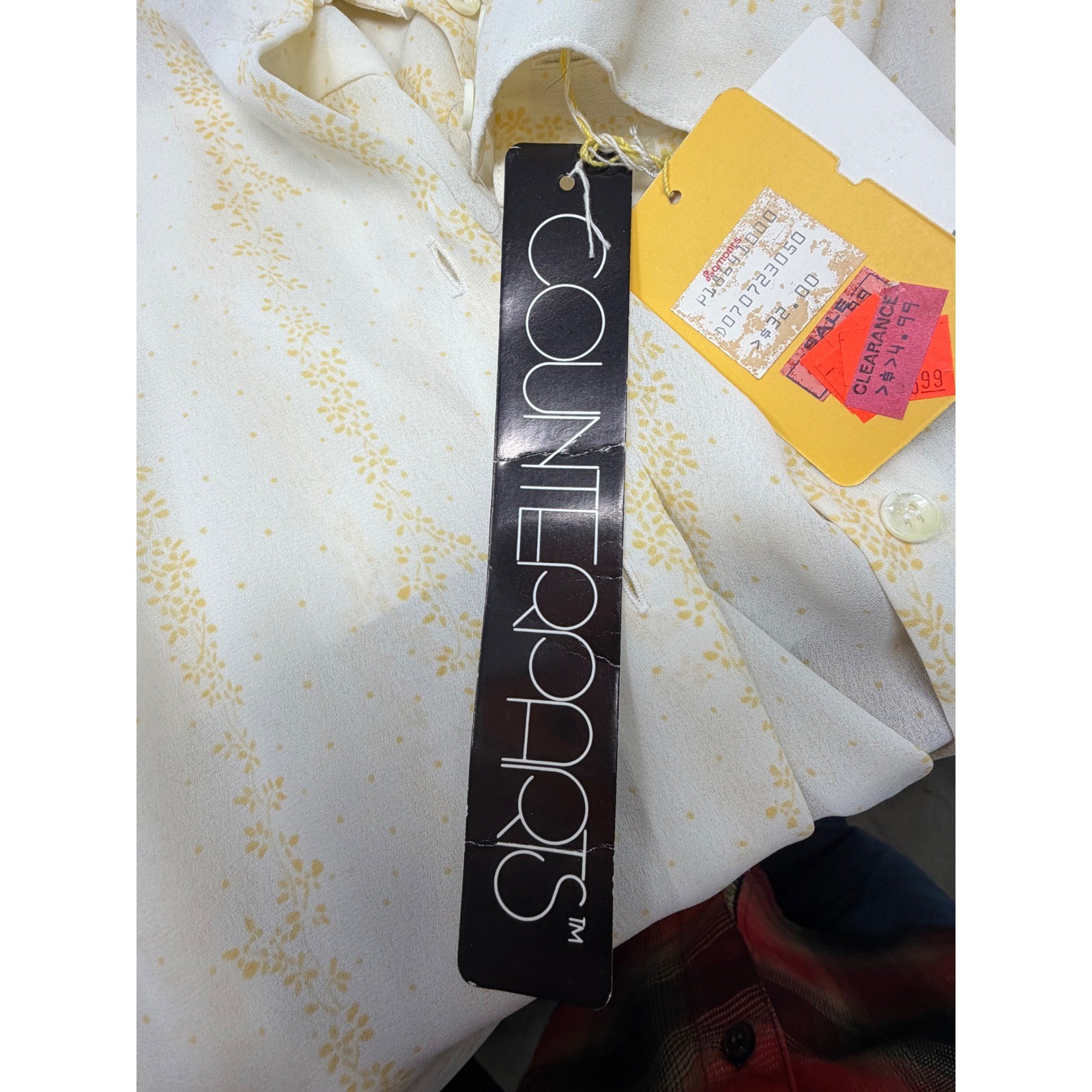 VTG 80s Counterparts Blouse NWT Sz 10 Yellow Floral Sheer Secretary Cottagecore