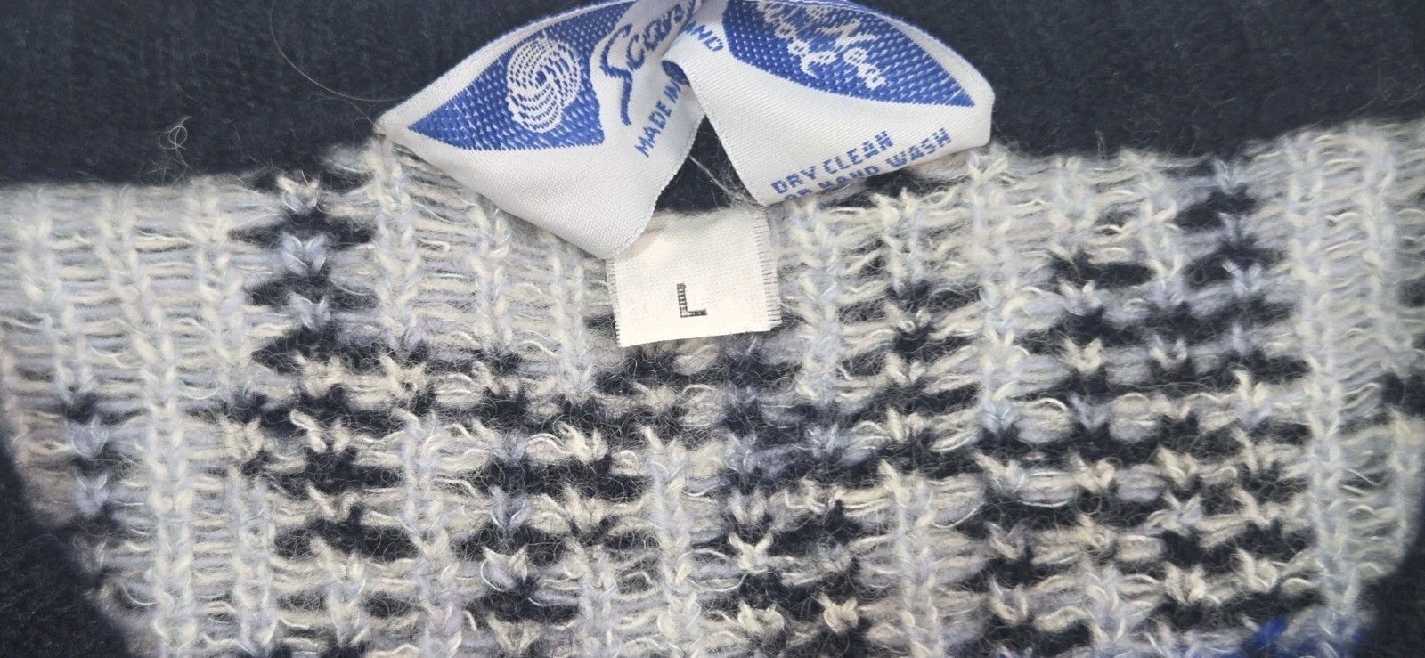 Vtg Scan Alp New Zealand Alpine Themed 80s PURE WOOL Knit Boho Ski Vest Womens L
