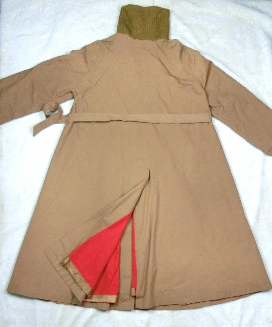 Vintage CORTEFIEL Women’s Size 16 Trench Coat Tan Western Red Liner Turtleneck