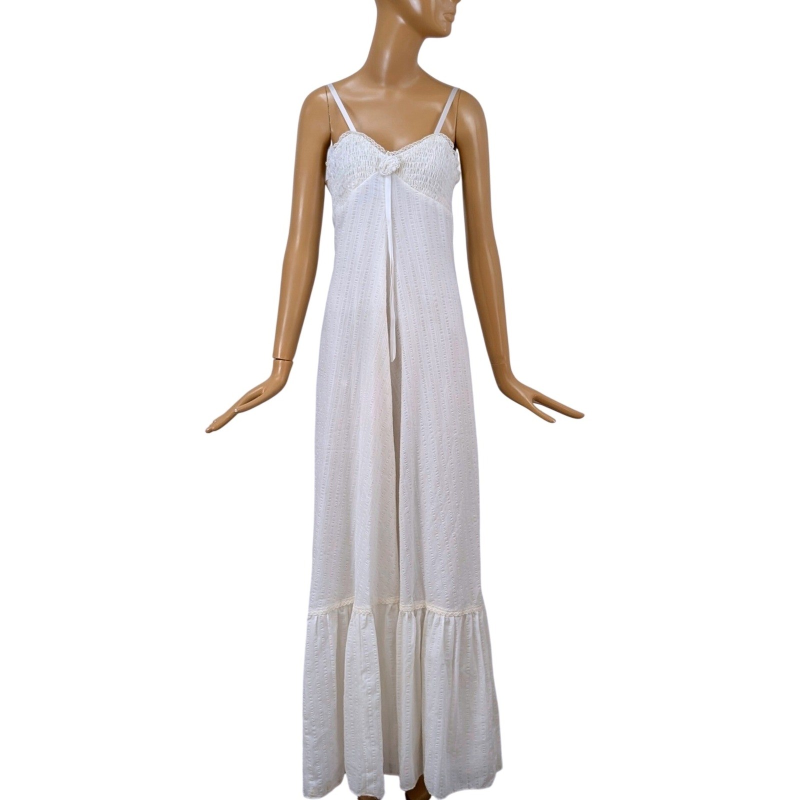 Vintage 70s Jody T of California White Lace Maxi Dress & Jacket Set Bridal Boho