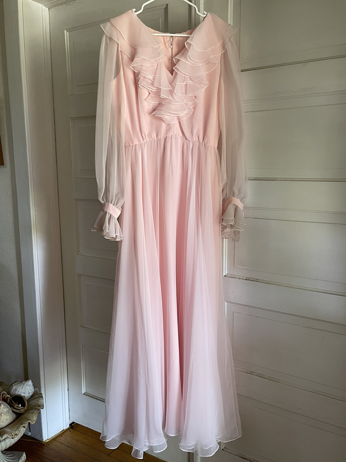 Vintage Jill Richards Pale Pink Chiffon Dress For Montaldos