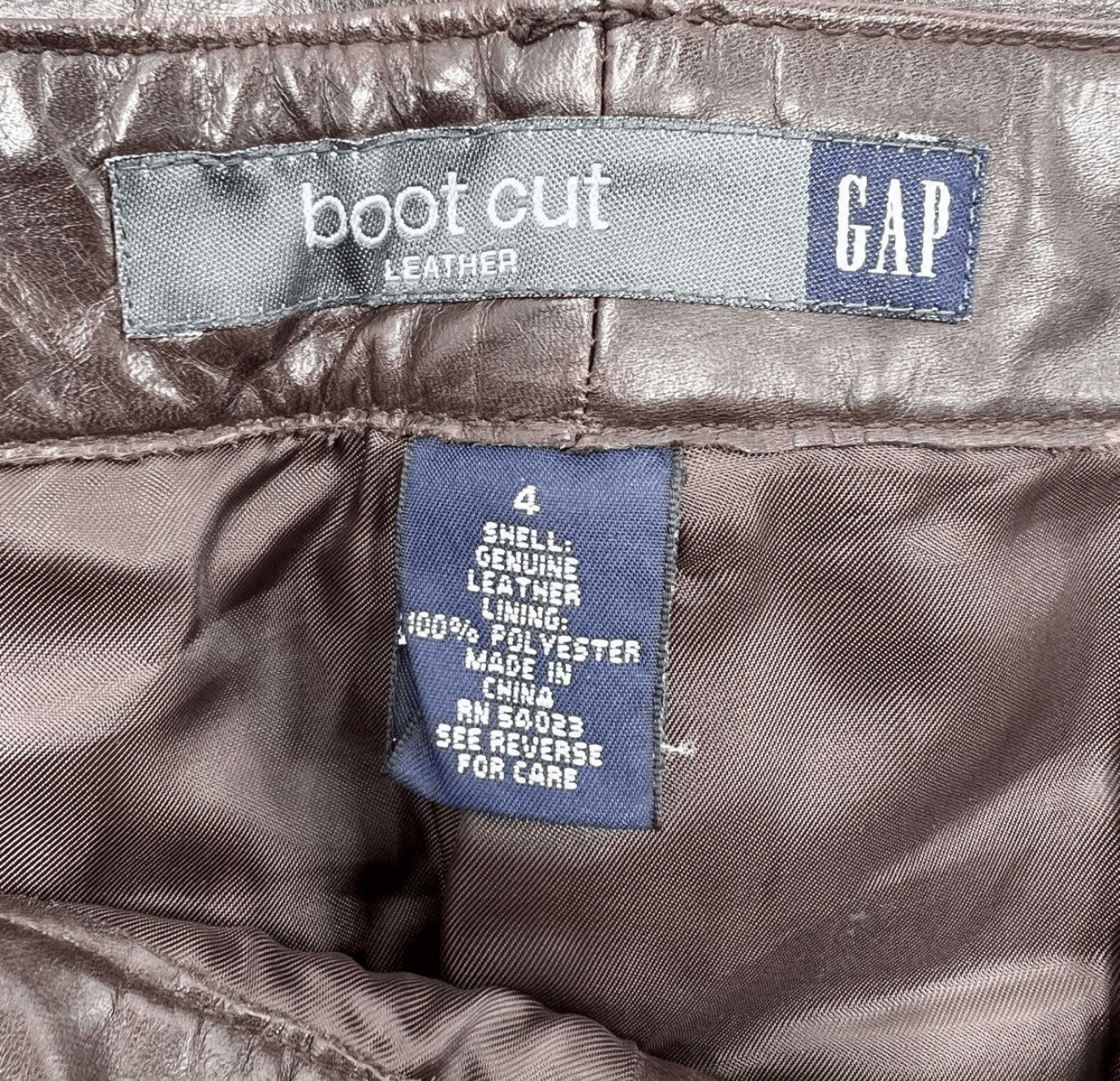 Vintage Y2K Gap Women’s Brown Genuine Leather Boot Cut Pants Size 4
