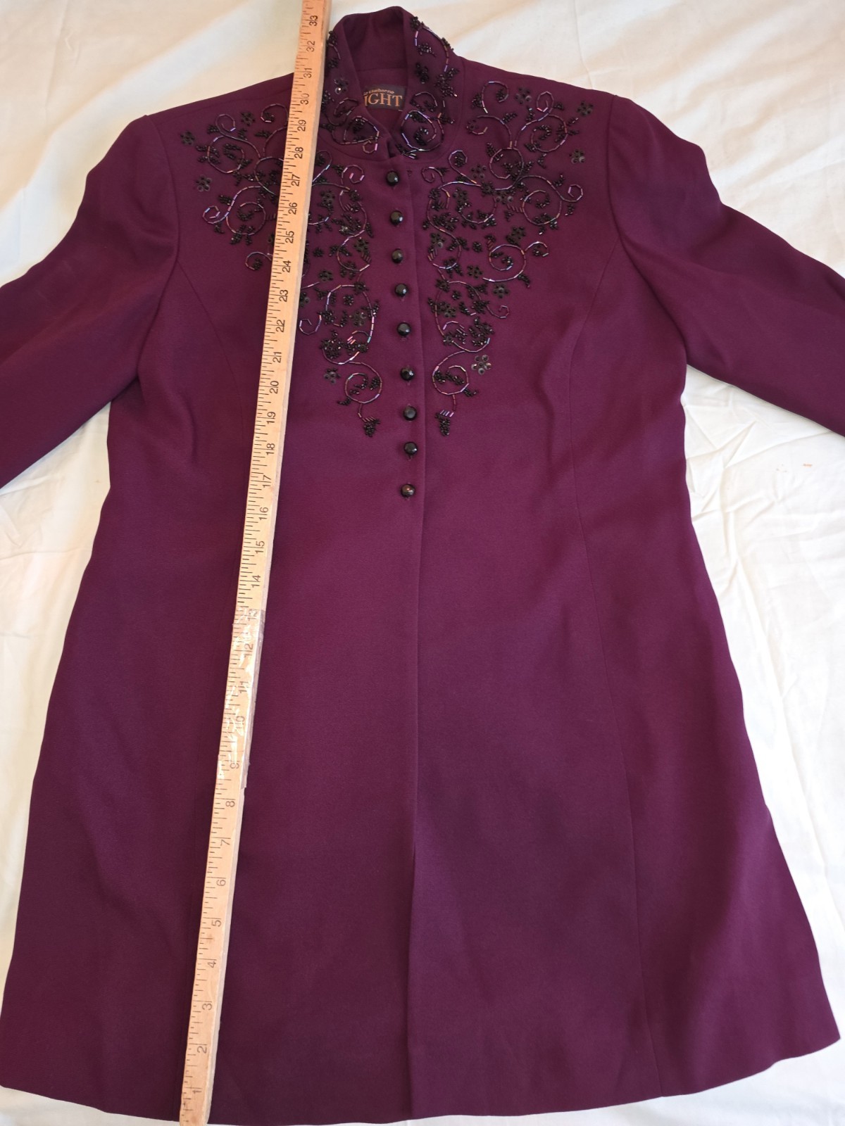 Vintage Liz Claiborne Night Beaded Evening Jacket Plum Burgundy Size 6