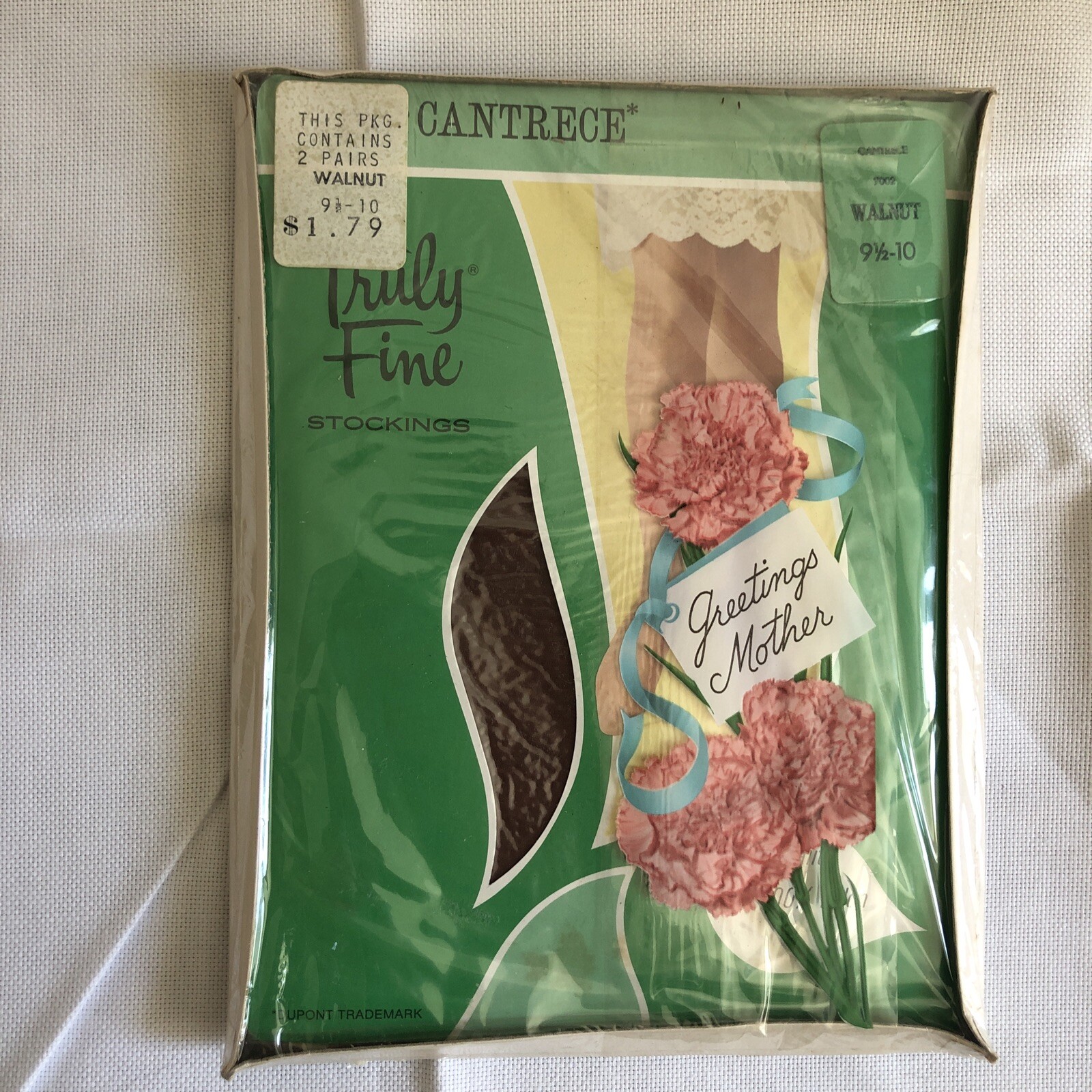 VNTG RARE TRULY FINE NYLON STOCKINGS 2 PR HOSIERY NYLONS MINT SEXY WALNUT 9.5-10