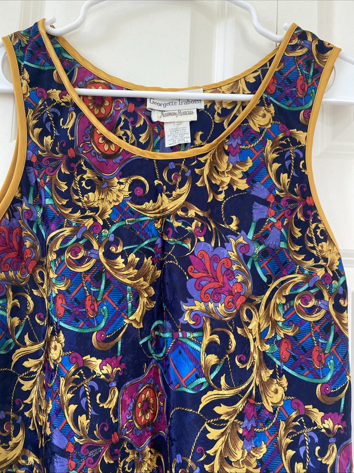 Vtg GEORGETTE TRABOLSI Neiman Marcus Sz M Multicolor Tunic Top