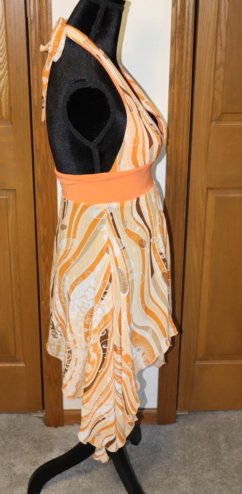 VTG Halter Dress LULY K NYC SMALL Mod GoGo Hippie Boho