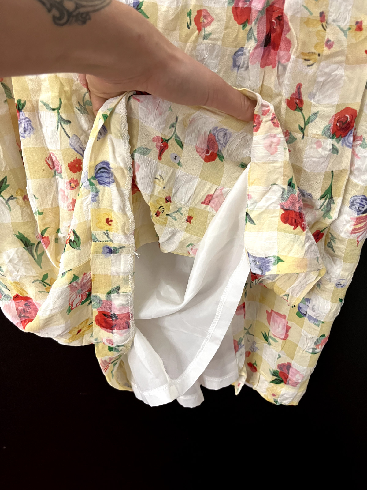 Vintage Australian 1980s MIXIT Wrap Midi Skirt Yellow Floral Plaid AU 14