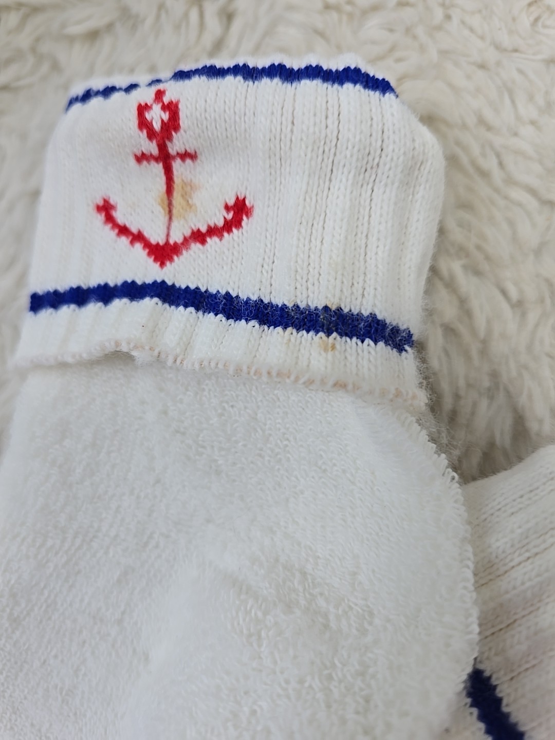 Vintage Sport Sox Cuffed Footie Socks Women’s 9-11 Nautical Terry Cloth 2 Pack