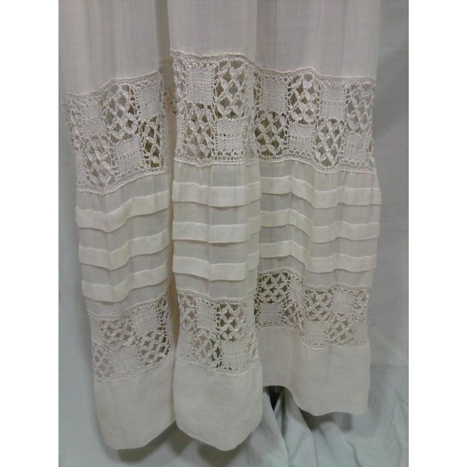 Vintage Edwardian Tea Dress Downton Abbey XS Small Wedding Ivory Cotton Lace