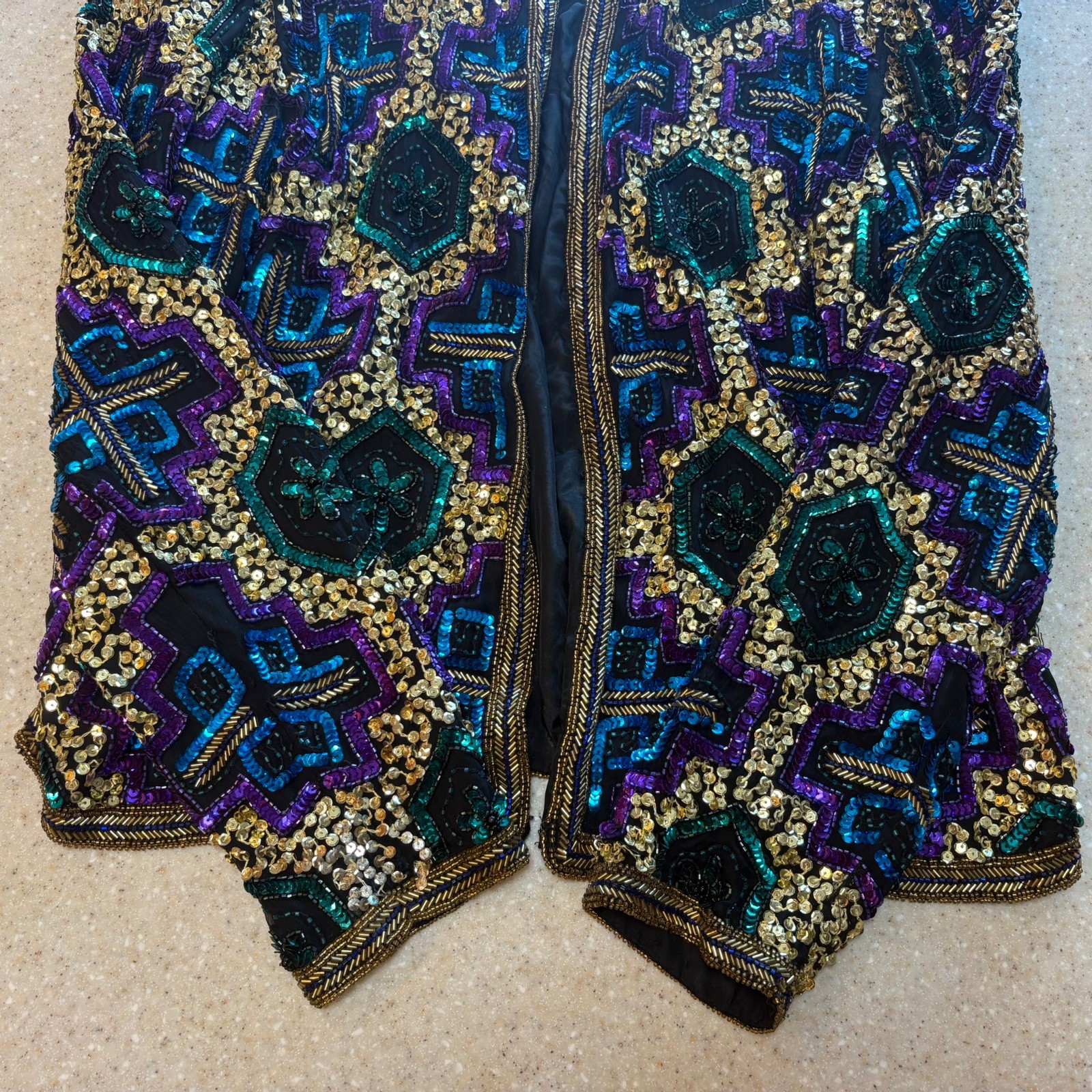 Vintage Brilliante by J.A. Beaded and Sequin Jacket Multicolor Party Style Gold