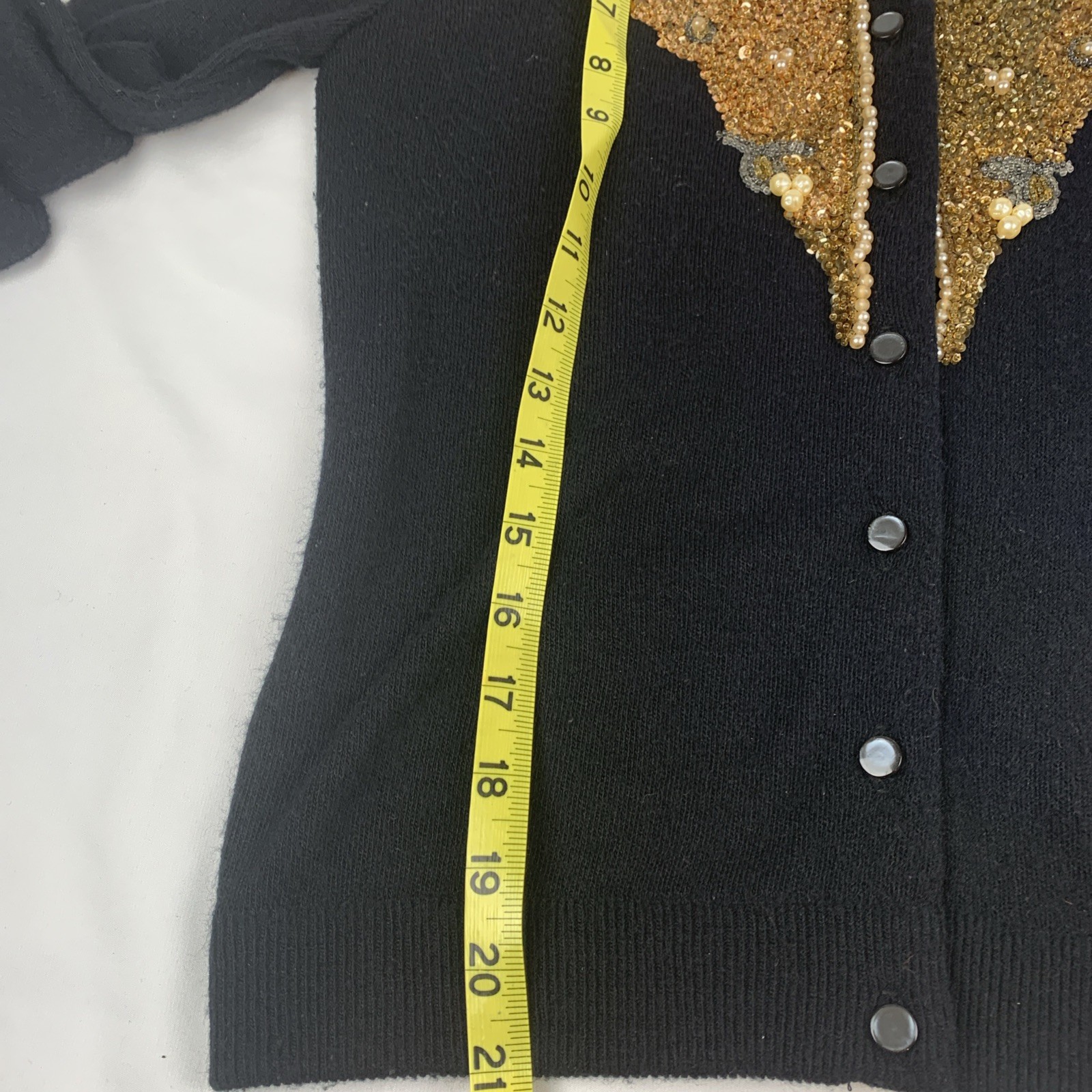 1960’s Orlon Turbo By Spuncraft Inc Black Sweater Gold Sequins, Small Sparkly