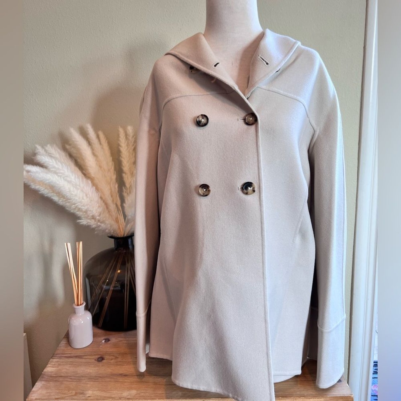 Massimo Alba Beige Hooded 100% Wool coat