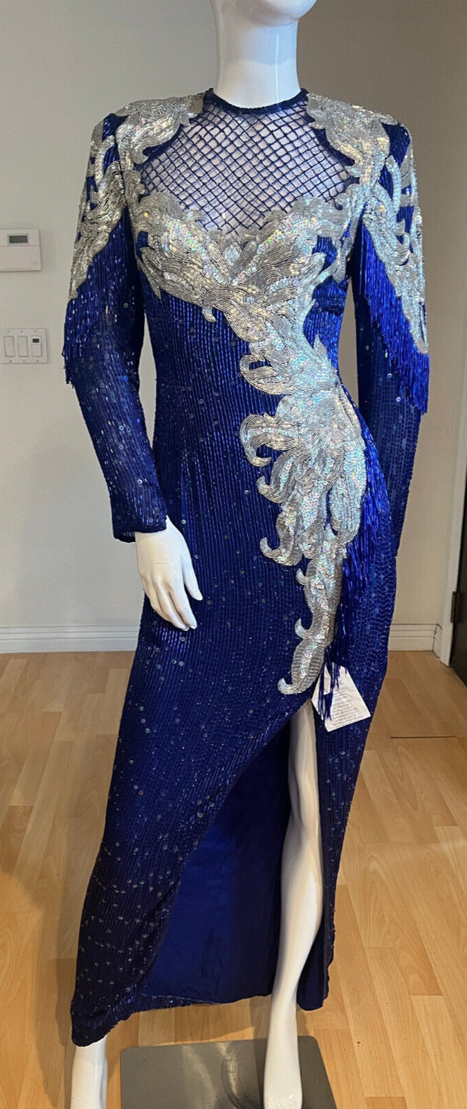 80’S VINTAGE NAEEM KHAN RIAZEE X LILLIE RUBIN EMBELLISHED BEADED GOWN SZ S SMALL