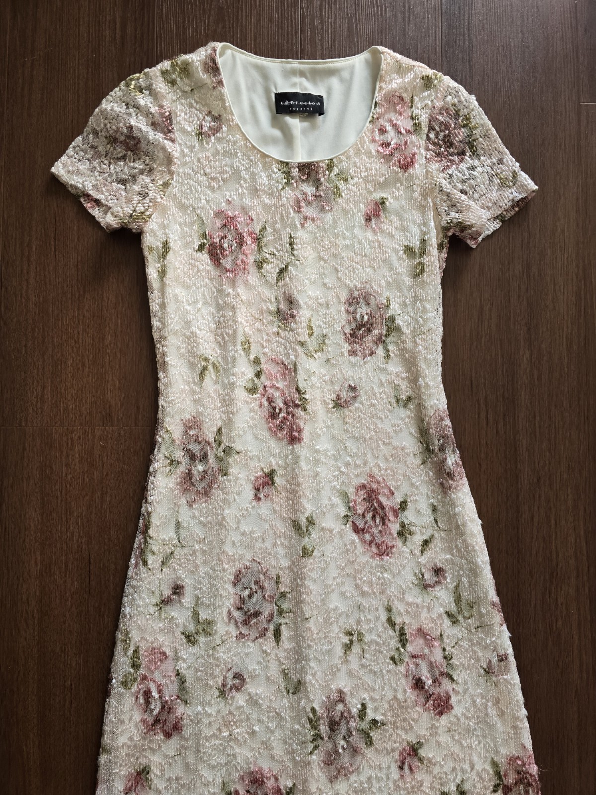 Vintage 90s Floral Lace Dress Womens Small Tall Cottagecore Boho Fairycore