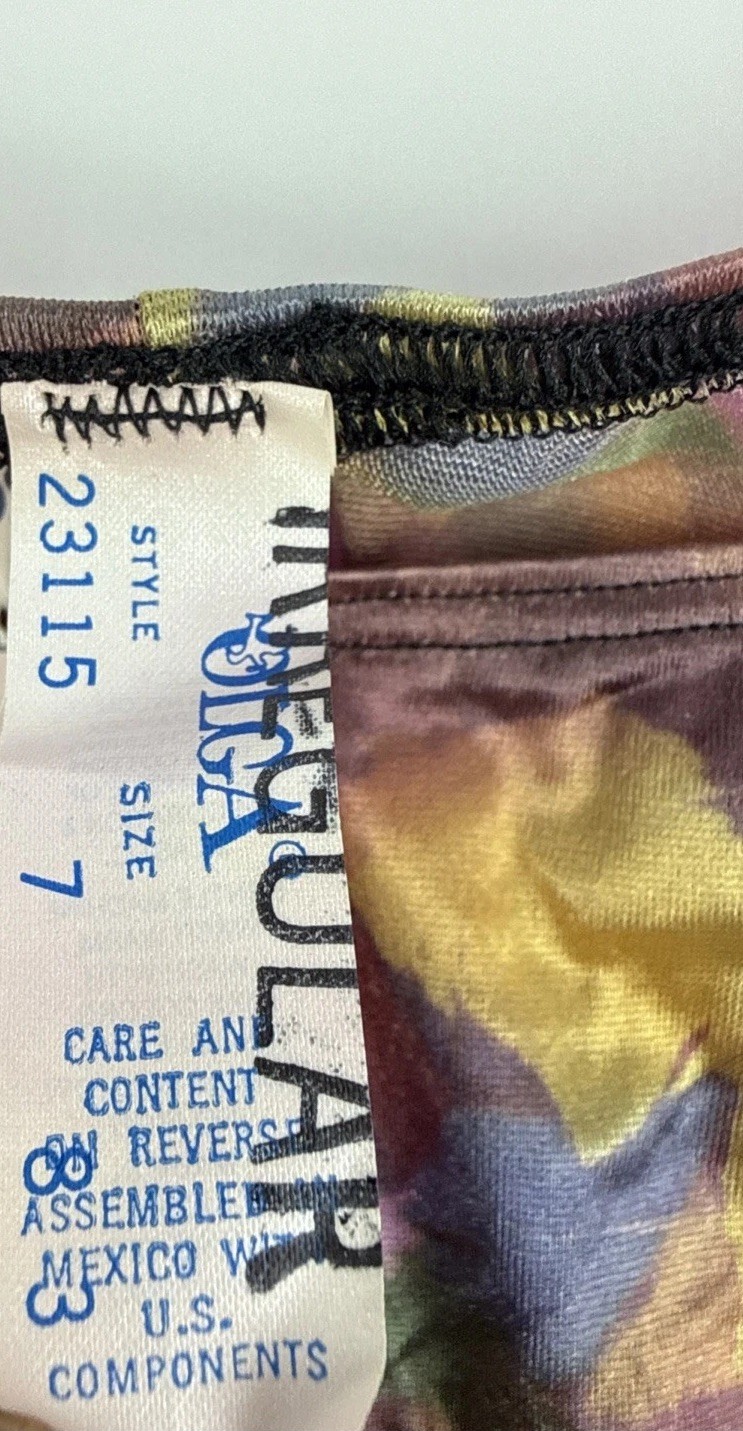Vintage Olga Panties Size 7 Nylon Liquid Satin Silky High Cut Watercolor Floral