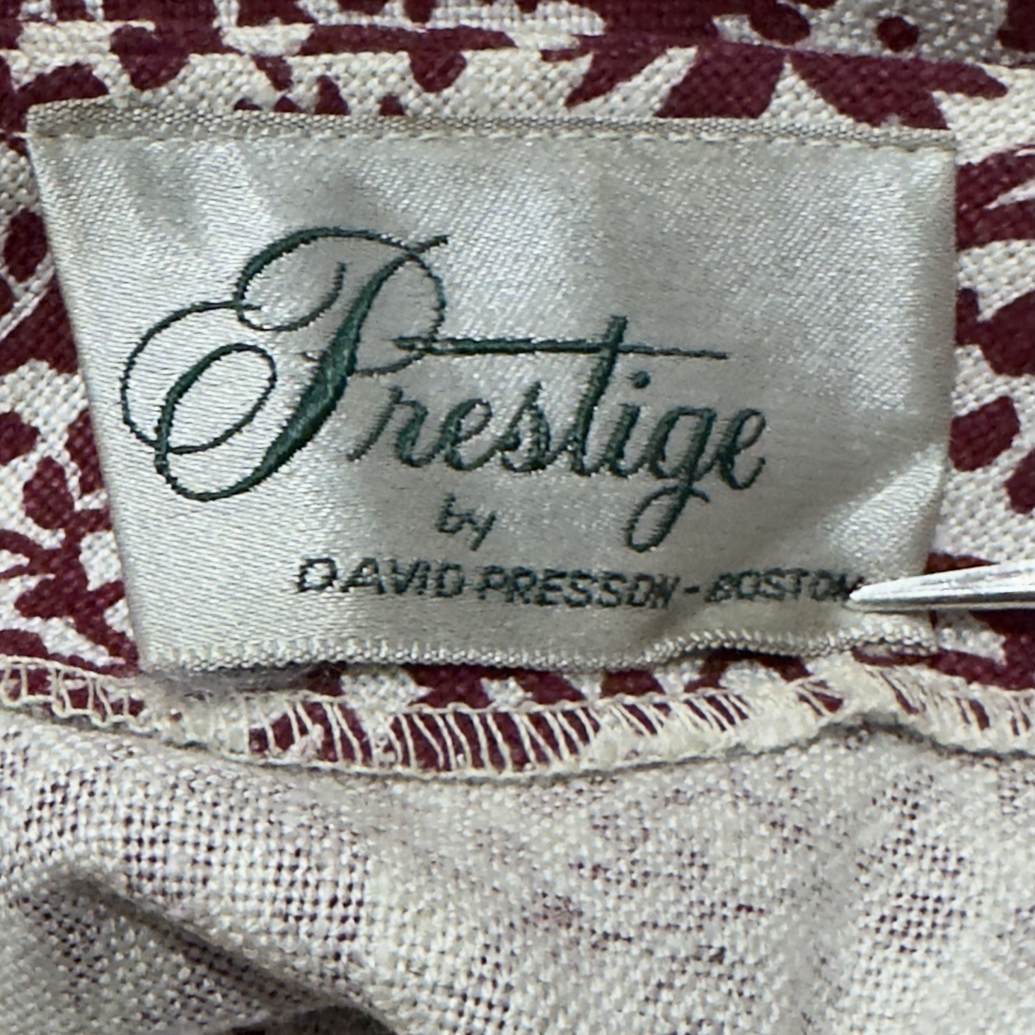 Vintage 70s Prestige of Boston Floral Skirt & Top Set Burgundy NOS Folk Art Boho