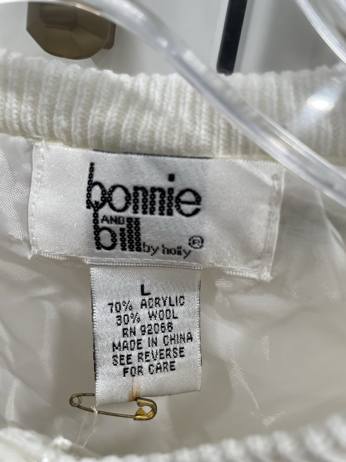 VTG BONNIE AND BILL BY HOLLY WOOL BLEND EMBROIDERED CARDIGAN L AK97