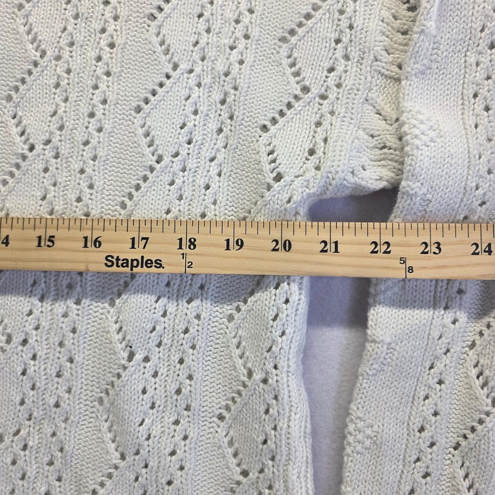 Paris Sport Club Vintage Heart Pointelle Knit Scalloped Sweater Cream Womens M