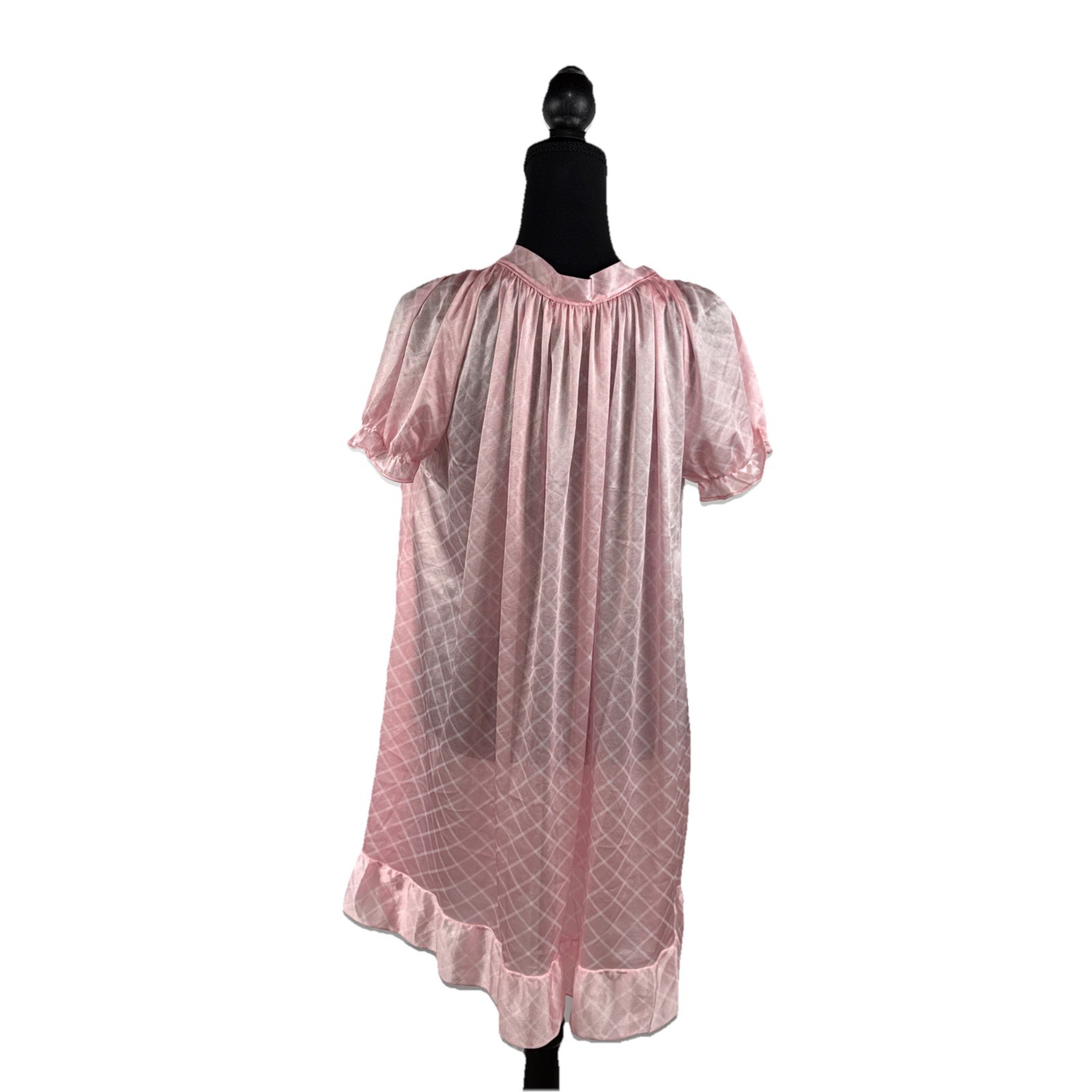 AVIAN Pale Pink Peignoir Robe Lingerie Short Sleeve Tie-Neck Size Small