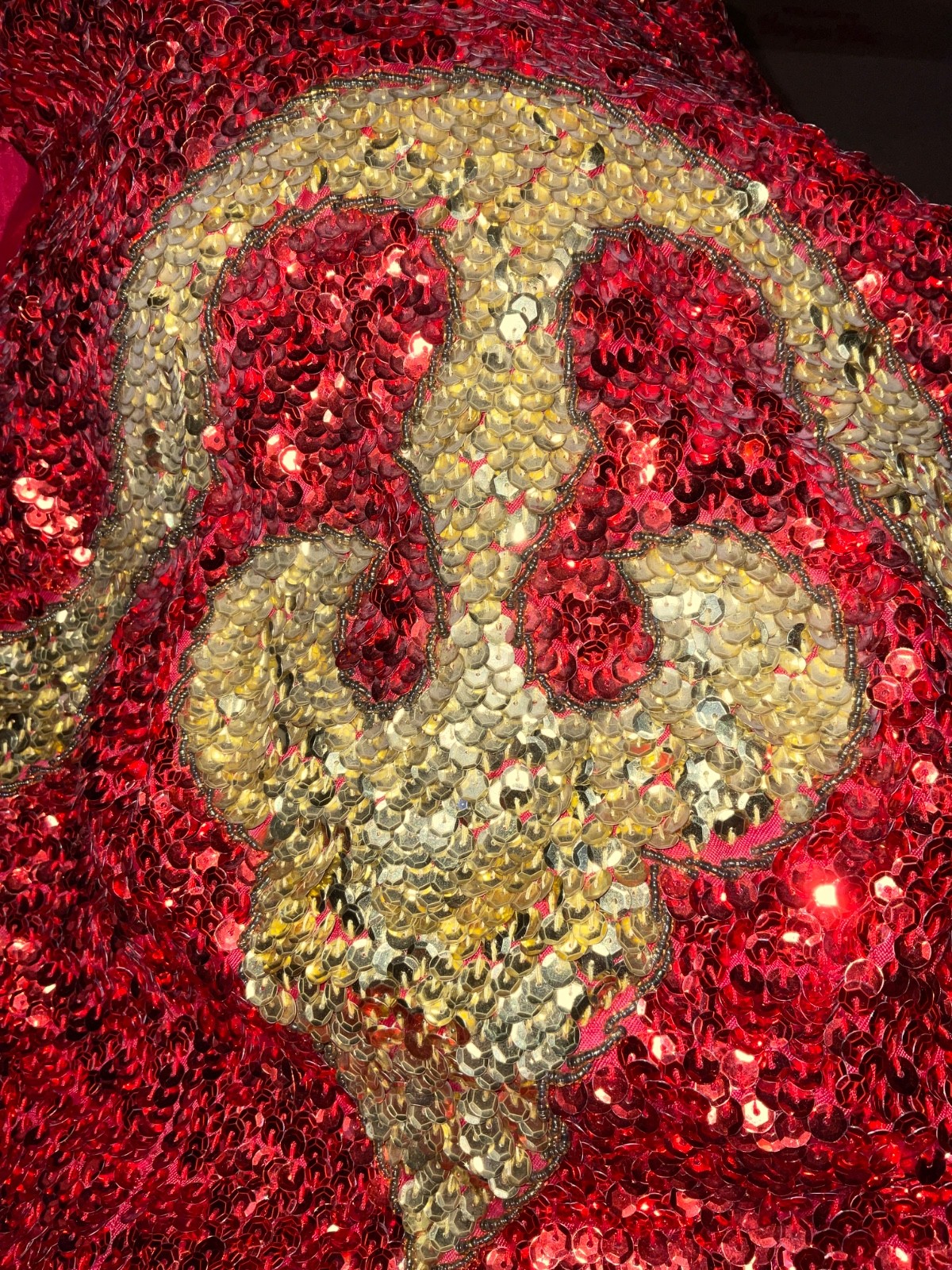 Vintage 50s red sequin dress Womens size XS Chinese cheongsam Qipao movie star