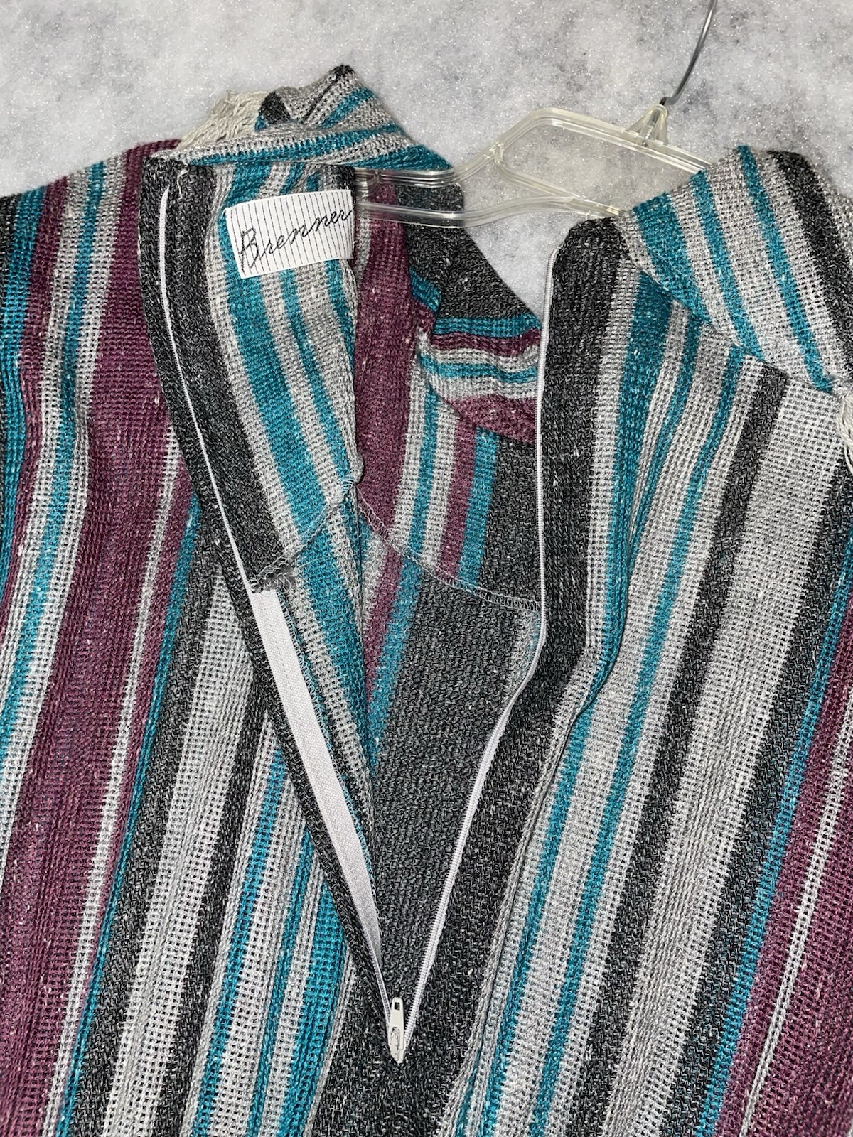 Vintage Brenner DRESS size 7/8 W/ Belt Purple Teal Gray Made in USA