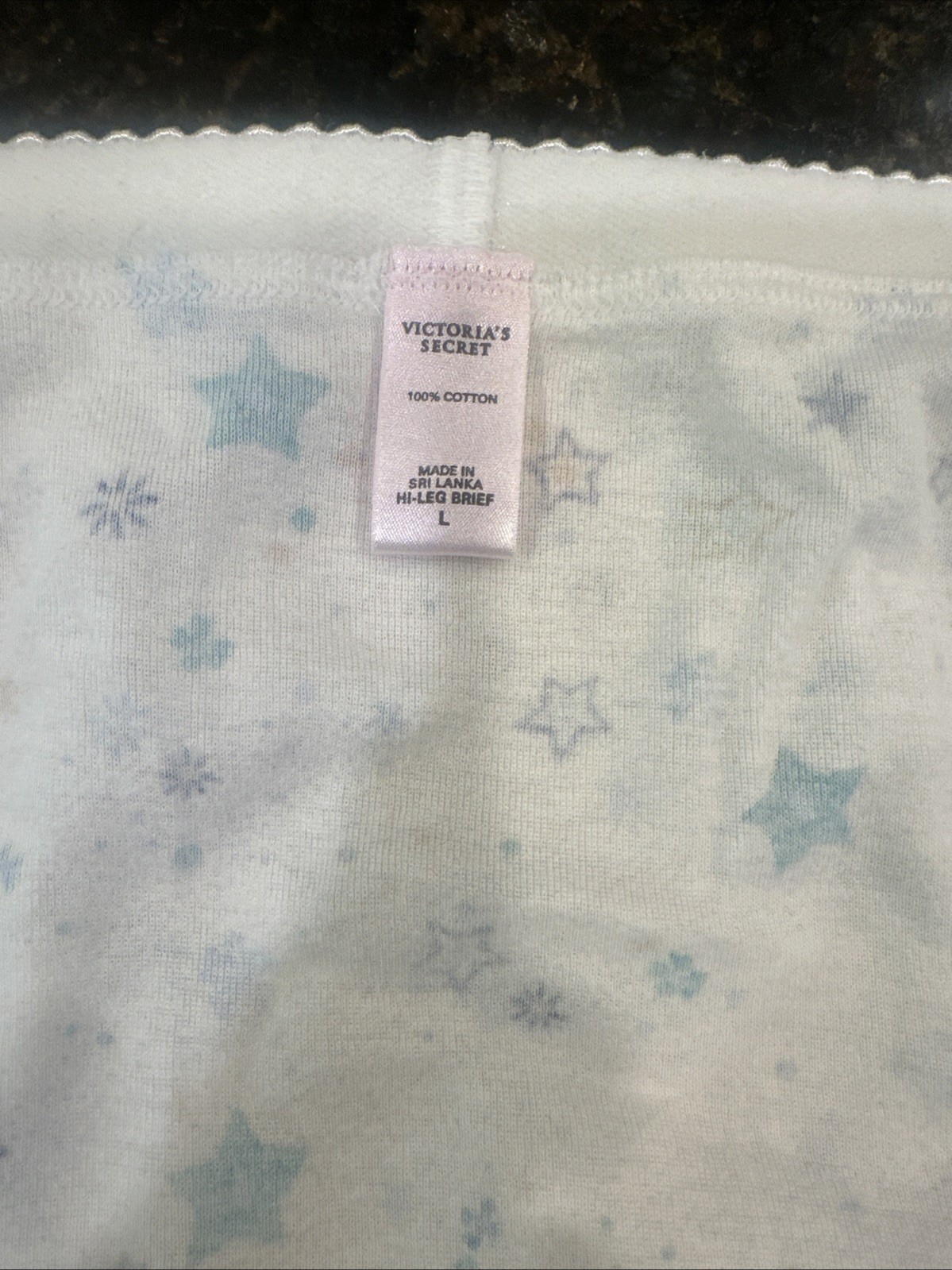 Vintage Size Large Signature Cotton Victoria’s Secret Brief White with Stars