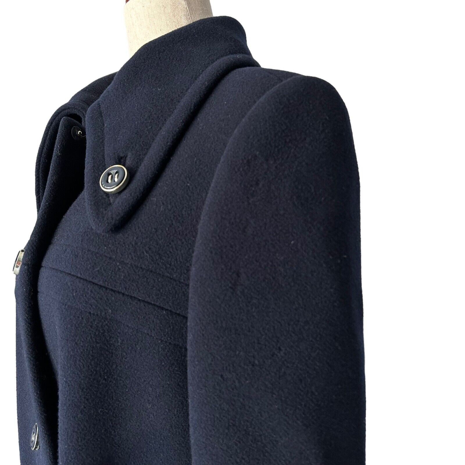Jacques Tiffeau Peacoat Small Women’s Vintage VTG Navy Blue Wool 1960s Trench