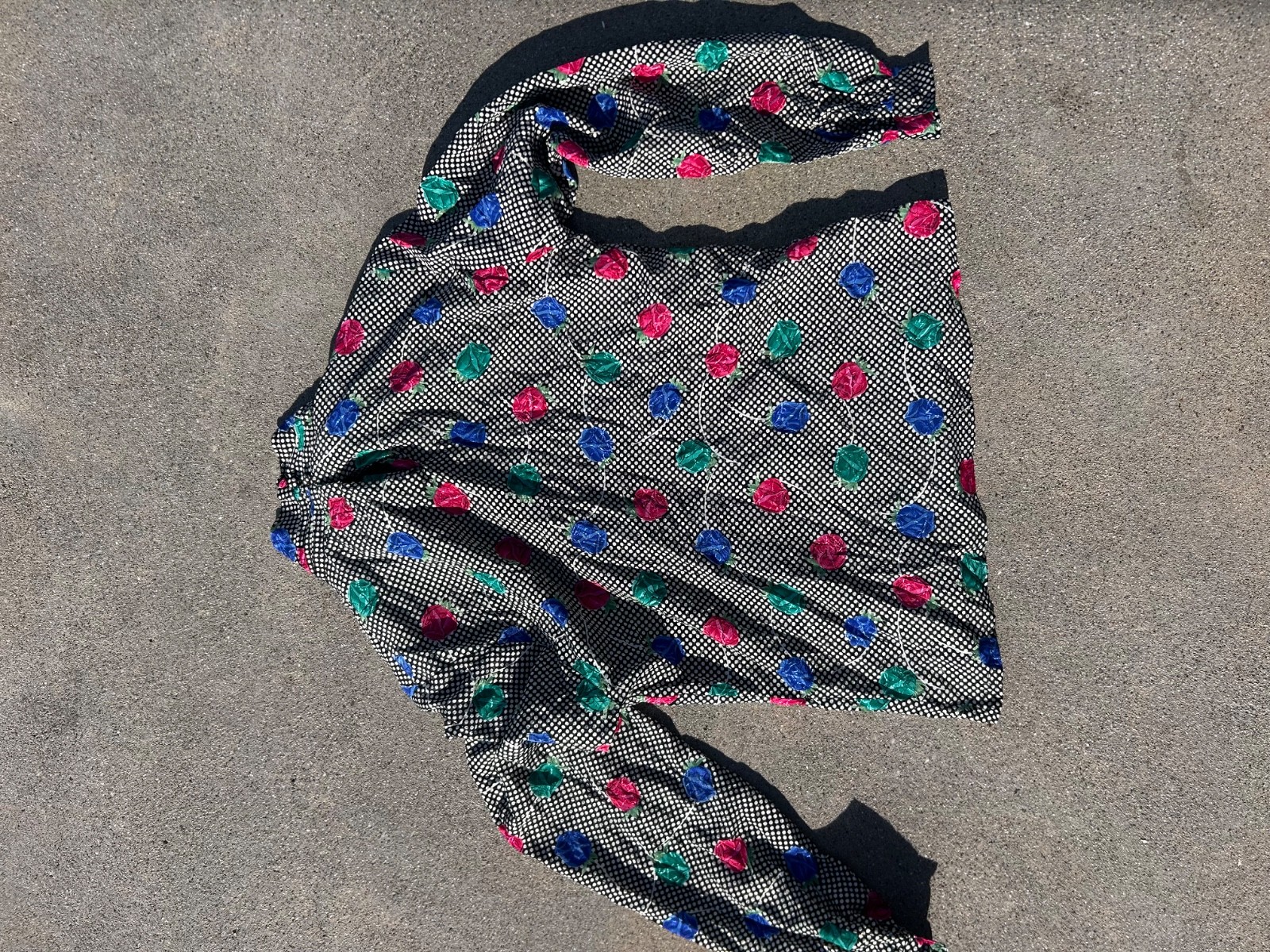 80s Vtg Polka Dot & Roses Blouse Erena By Irene Koekig Sz Small / Medium