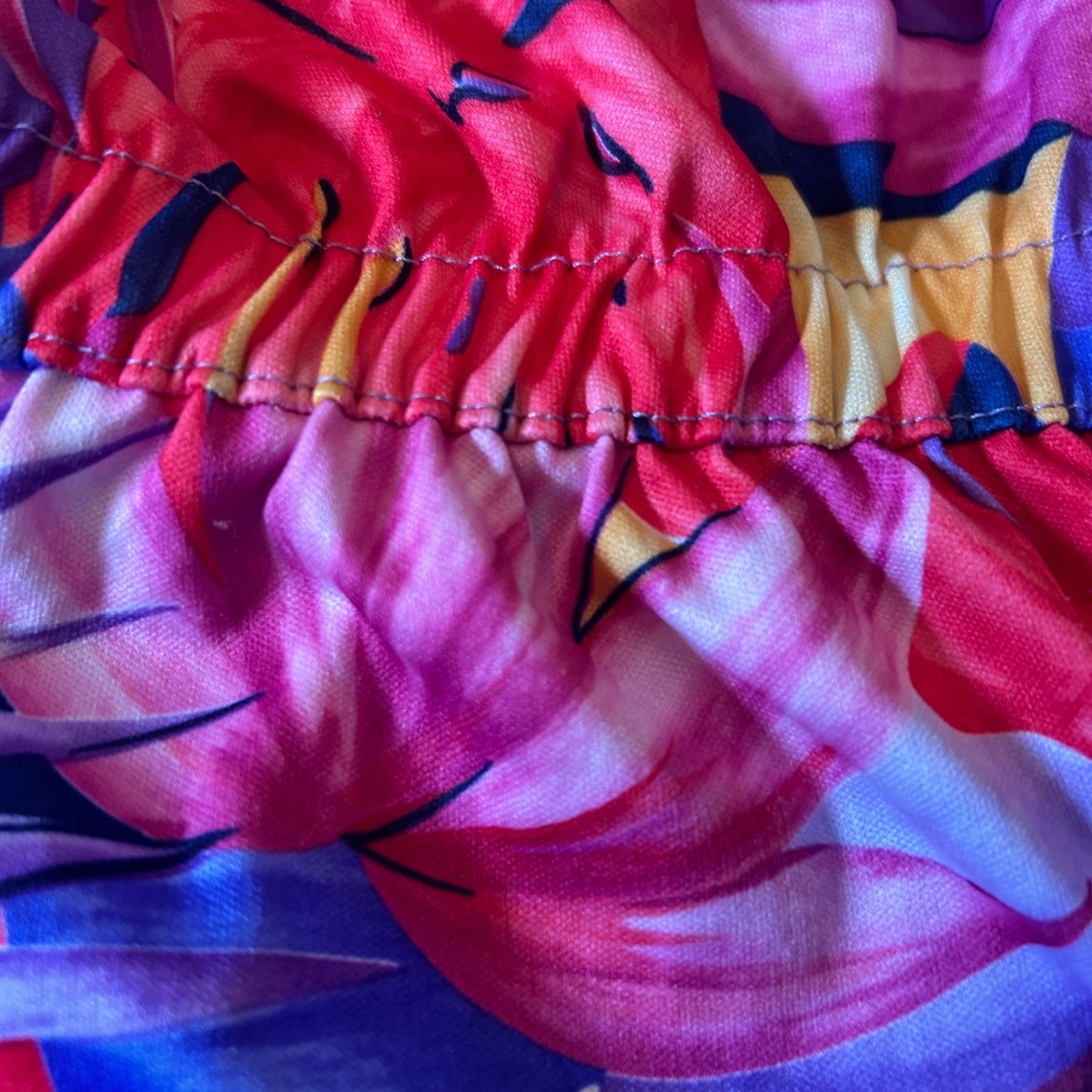 Vintage Granada Vibrant Tropical Palm Leaf Strapless Romper M