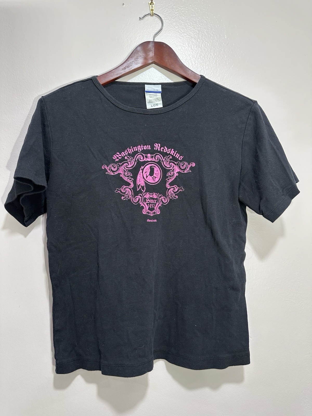 Reebok Washington Redskins Baby Tee Womens Large Pink NFL Y2K Fitted Shirt