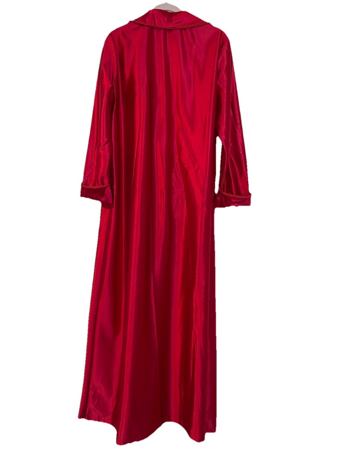 Miss Elaine Robe Large Red Satin Nylon Full Length Maxi Vintage