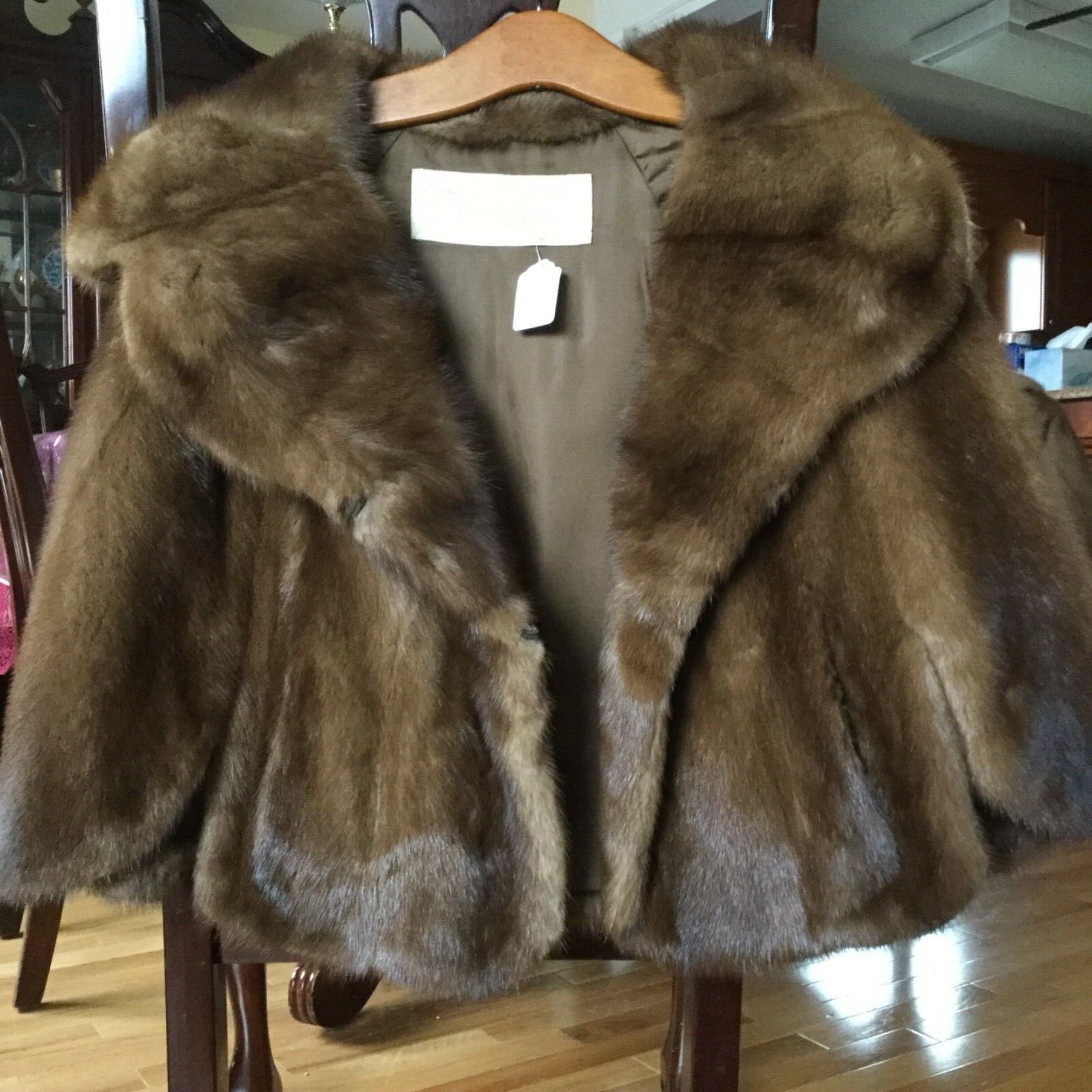 Vintage MINK Fur CAPE Stole with POCKETS Autumn Haze S/M/L
