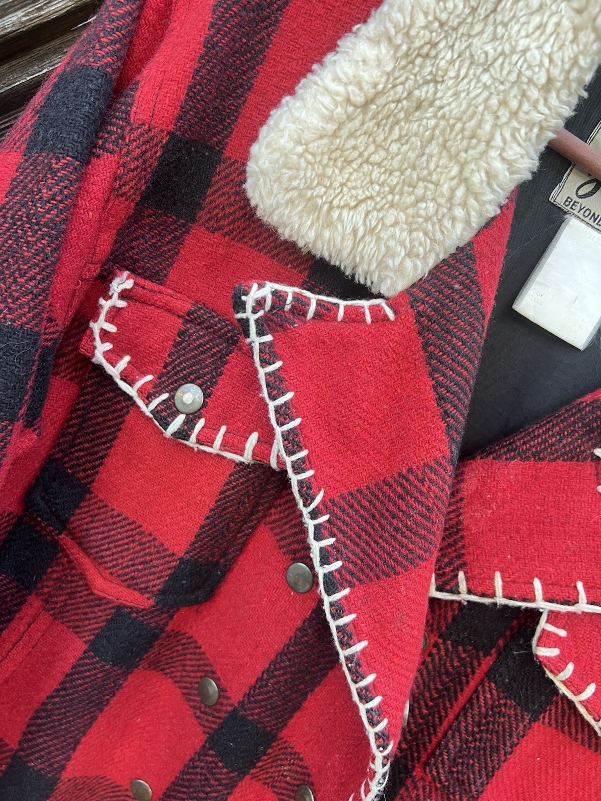 Vintage Joujou Buffalo Plaid Sherpa Collar Jacket double breasted lumberjack