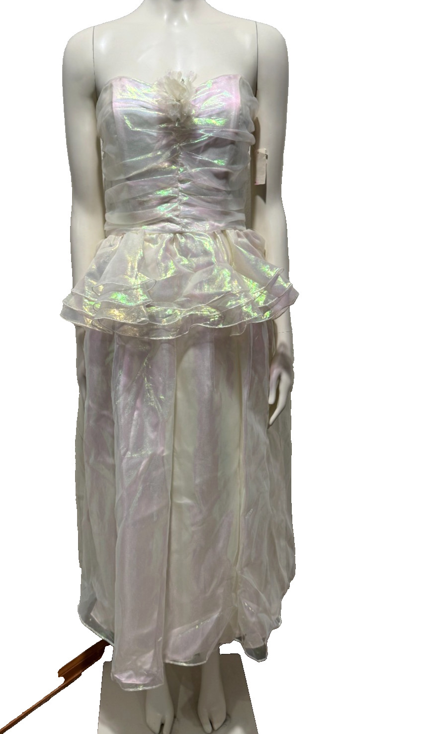 Roberta 90s Y2K Fairy Iridescent‎ Organza Gown NWT Prom Formal White Wedding 7/8