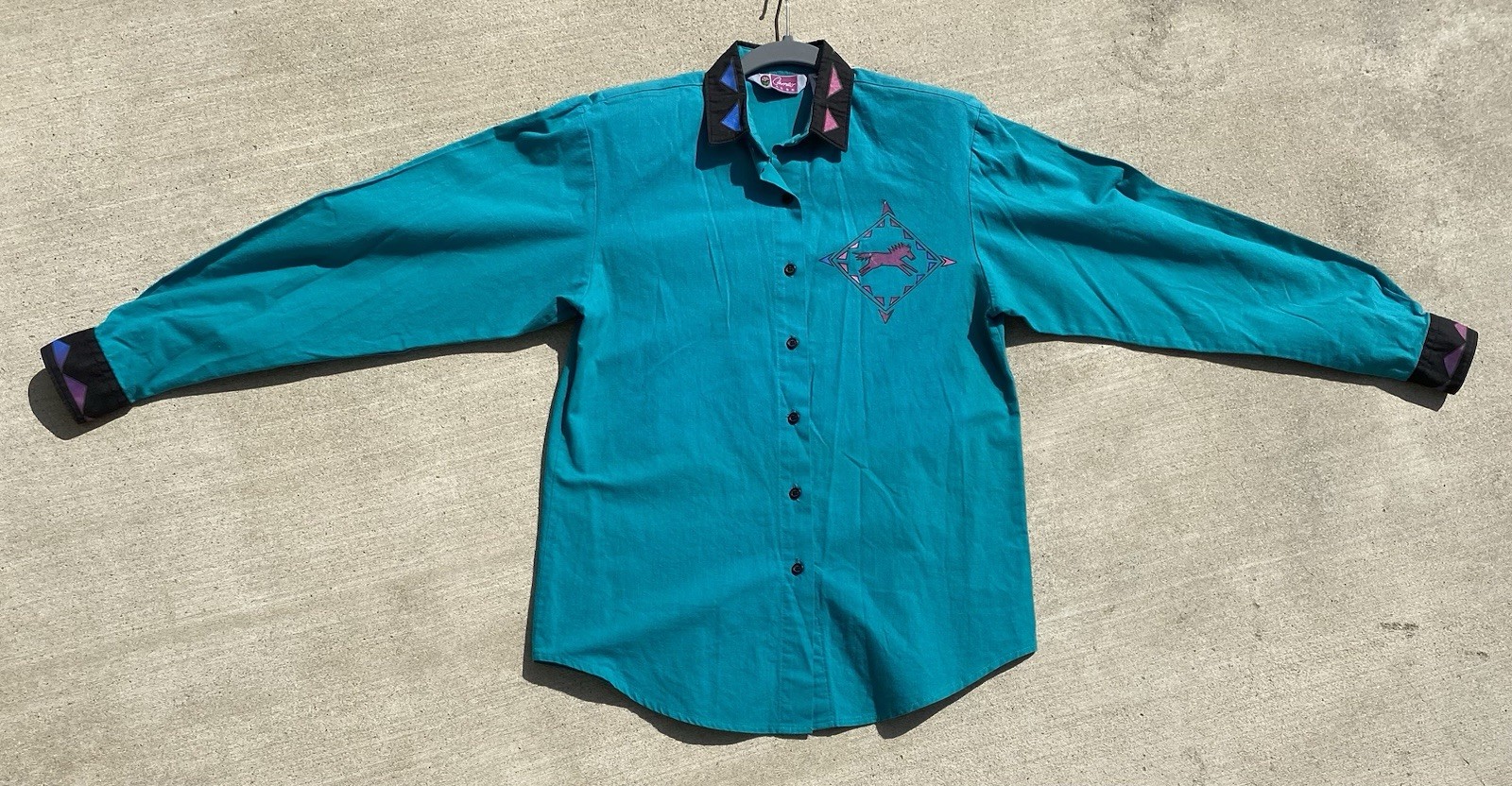 Vtg Cameo Rose Western Southwestern Shirt Top Blouse Horses 80s 90s Cowgirl XS