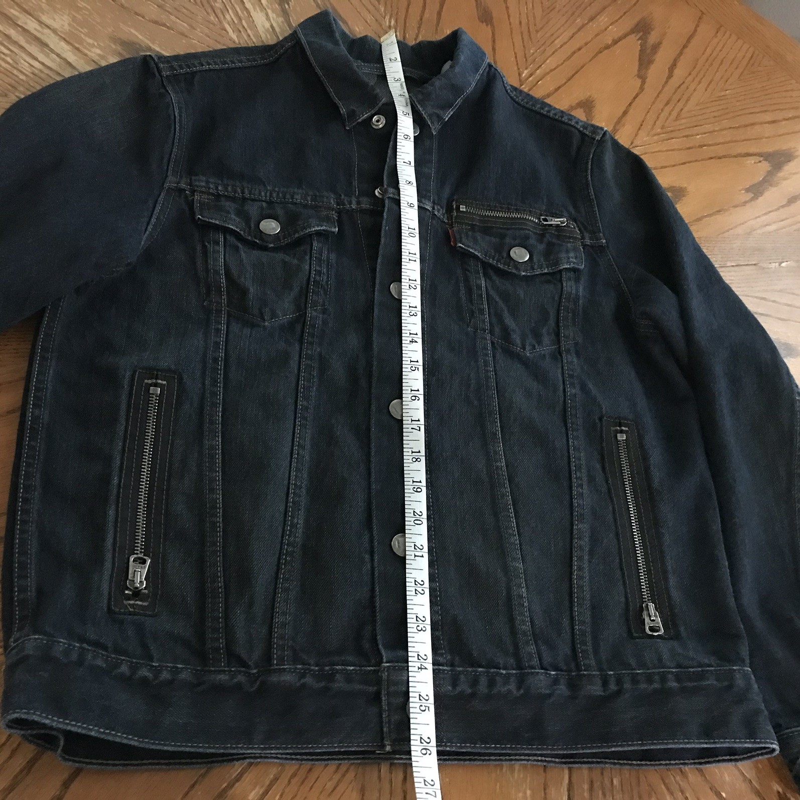 LEVIS Jean Jacket Moto Style Trucker #57540 Denim Zipper Rare Snaps Vintage XL