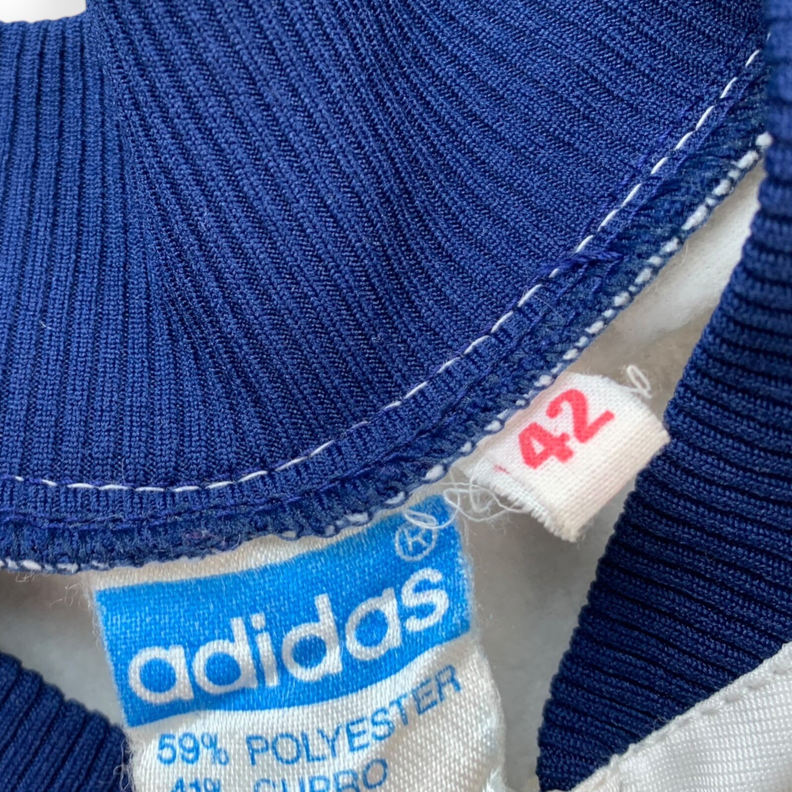 Adidas vintage jacket size 42 L womens 80s track jacket white blue old school AJ7