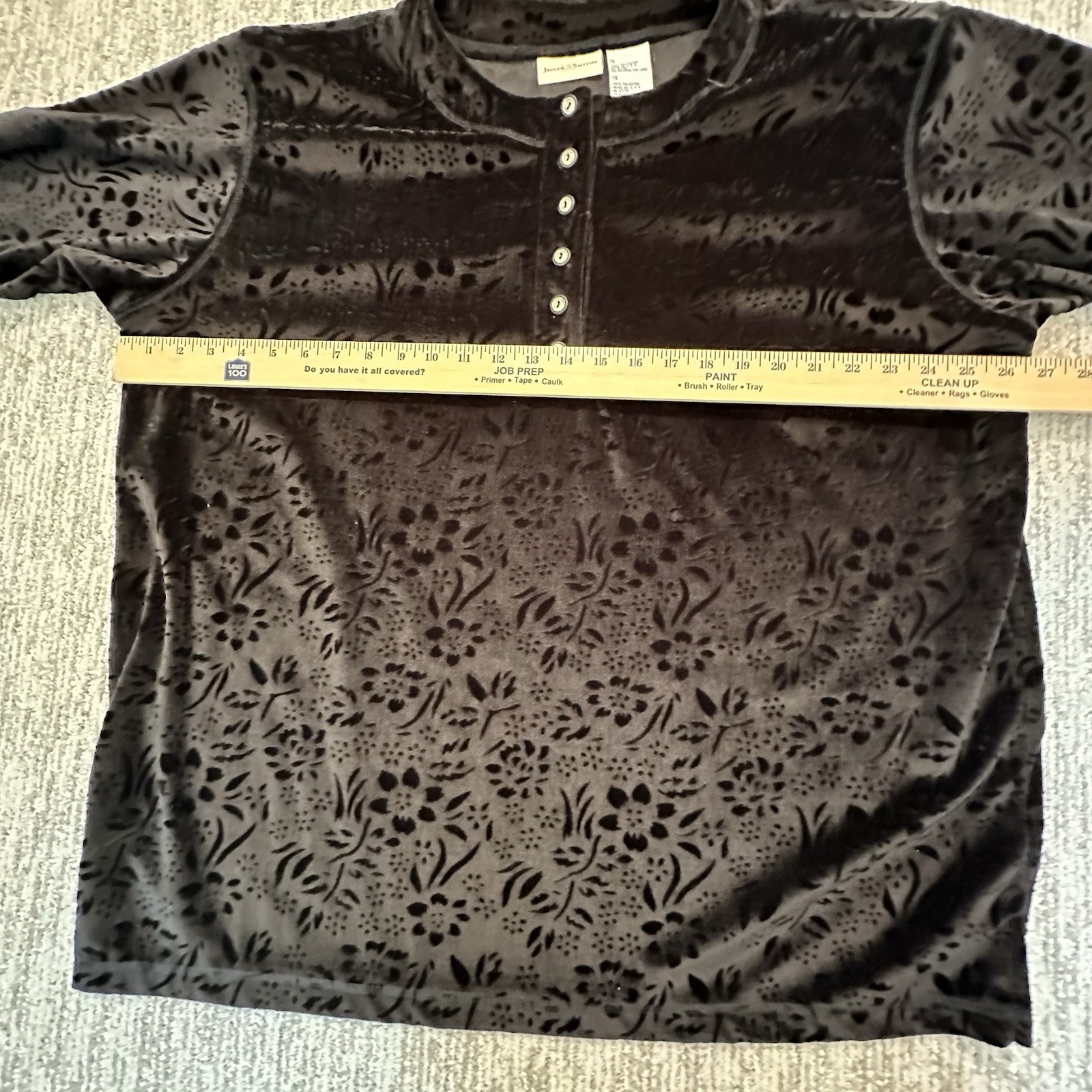 Vtg 90s Jaclyn Smith Women’s 1X Velvety Velour Black Embossed USA