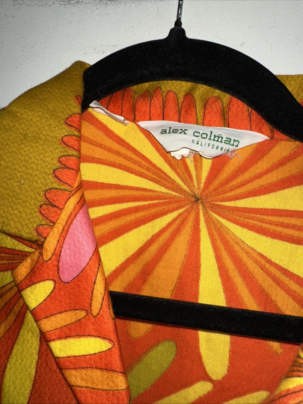 Vintage Alex Colman California Multicolor Blouse L 1 Missing Button
