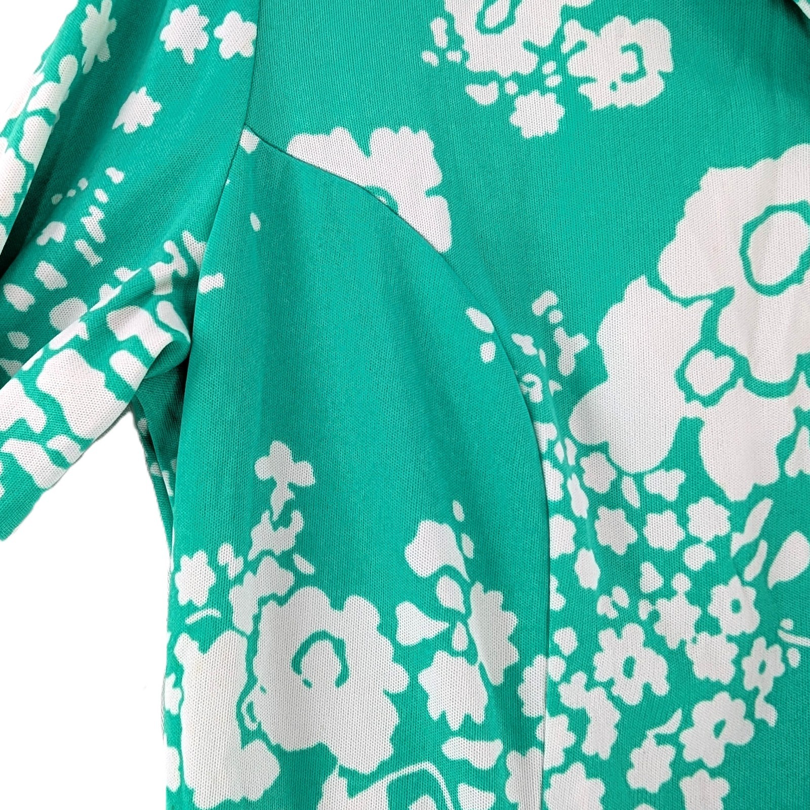 VTG 60s 70s Sears Fashions Dress Womens Sz L Floral Mint Green Buttons Secretary